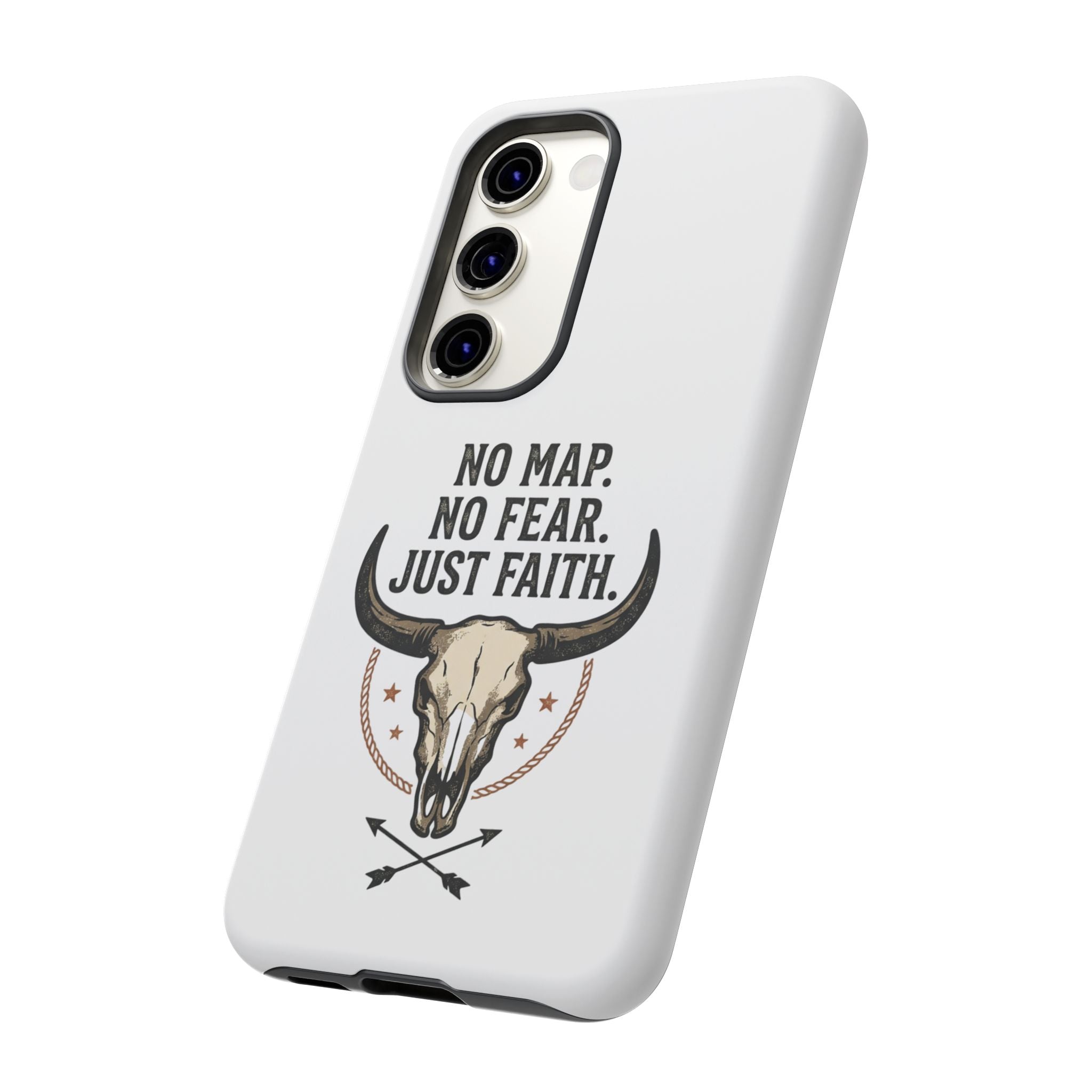 Phone Case — "No Map. No Fear. Just Faith." Skull Design