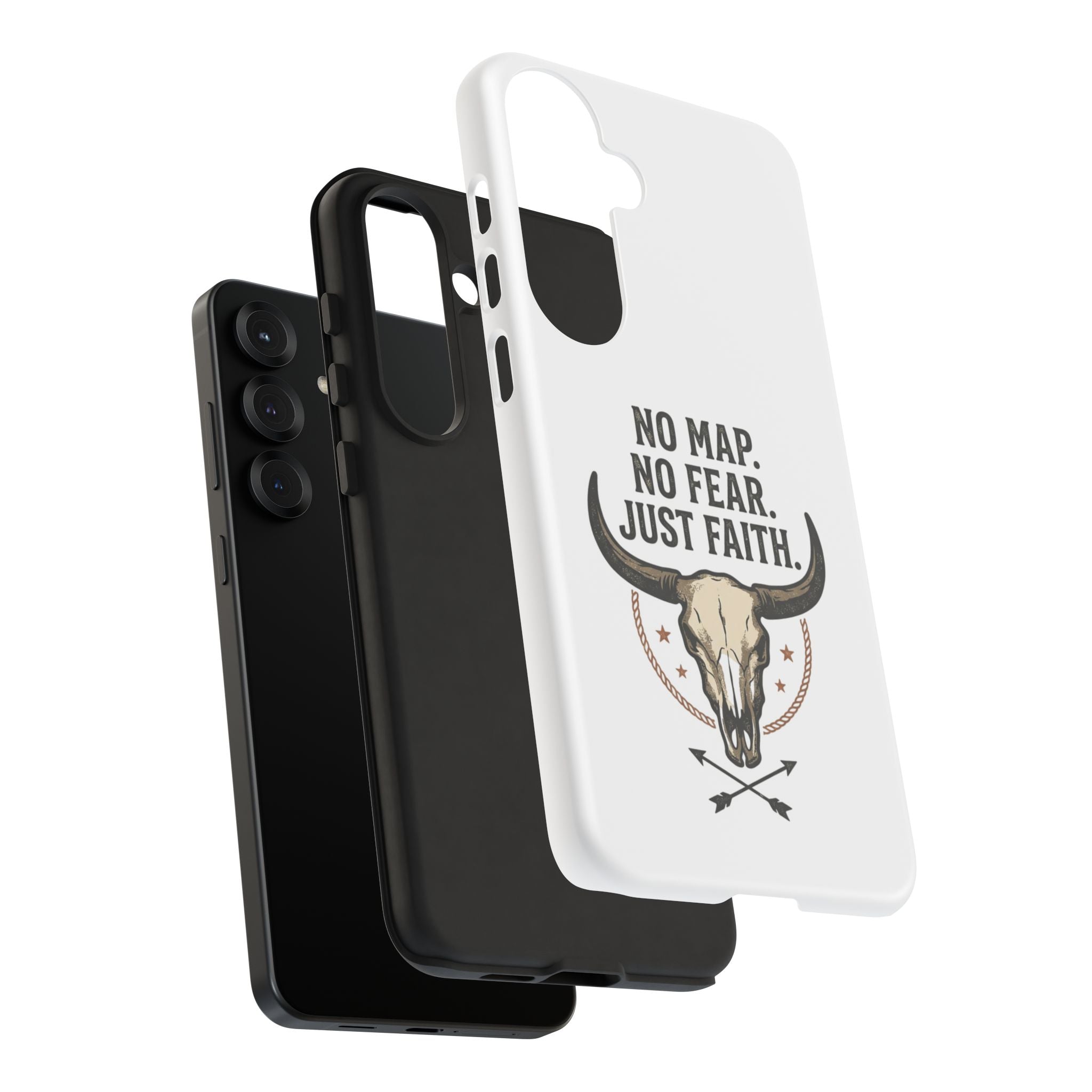 Phone Case — "No Map. No Fear. Just Faith." Skull Design