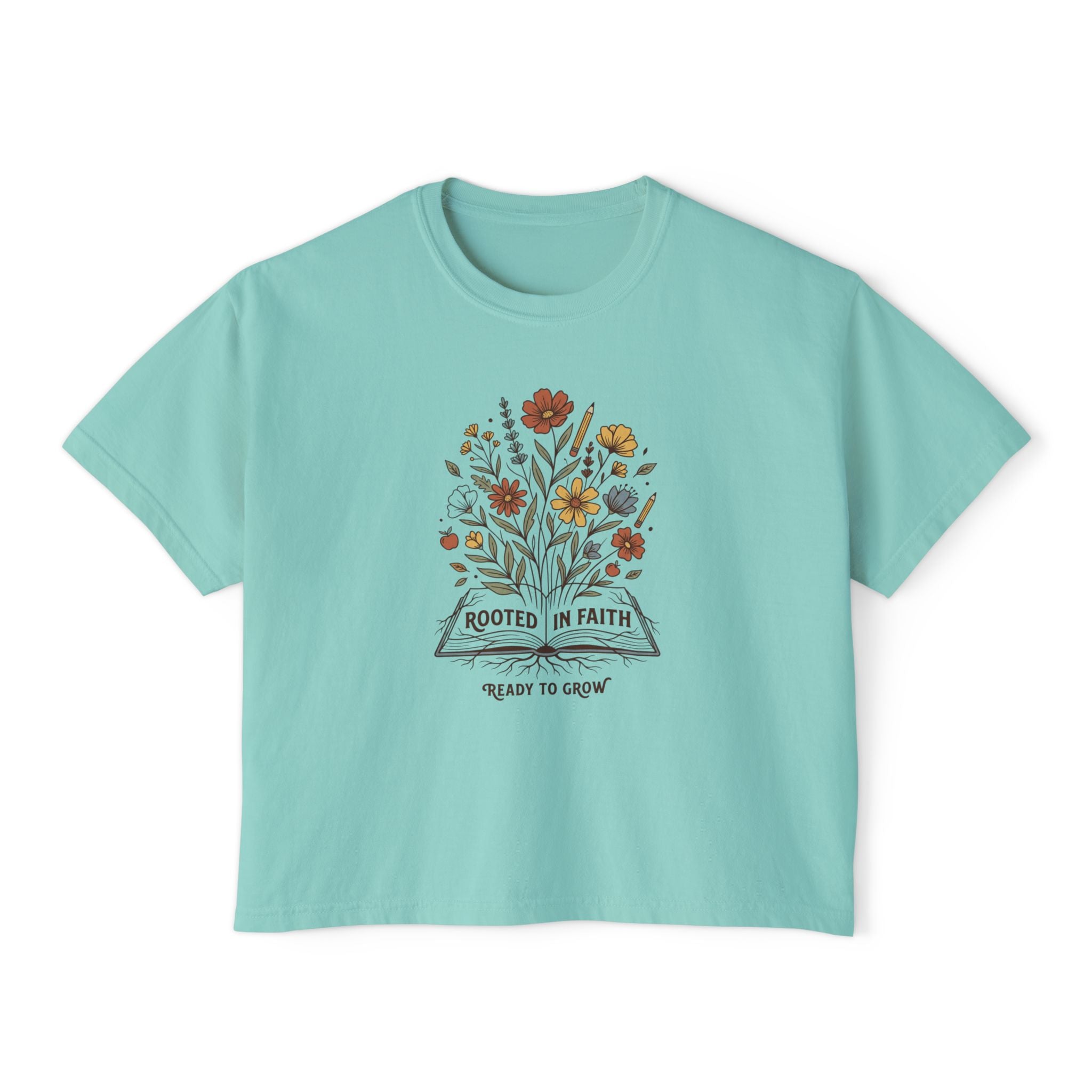 Women's Tee — "Rooted in Faith, Ready to Grow" Floral Graphic