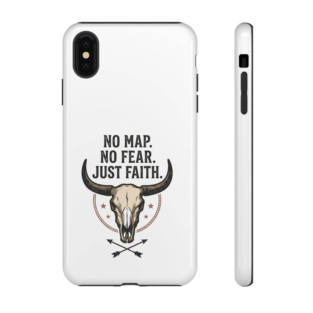 Phone Case — "No Map. No Fear. Just Faith." Skull Design