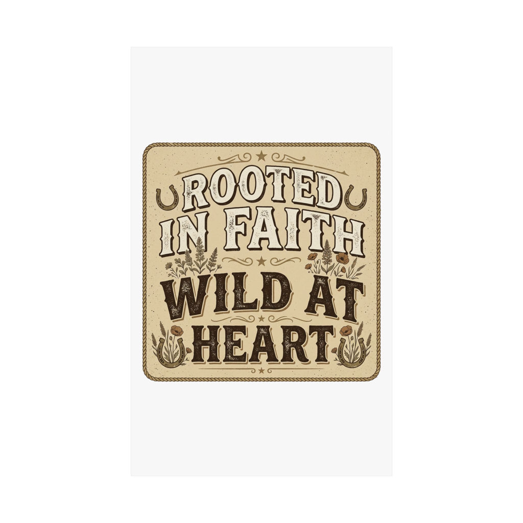 Rooted in Faith, Wild at Heart Matte Poster — Rustic Inspirational Wall Art