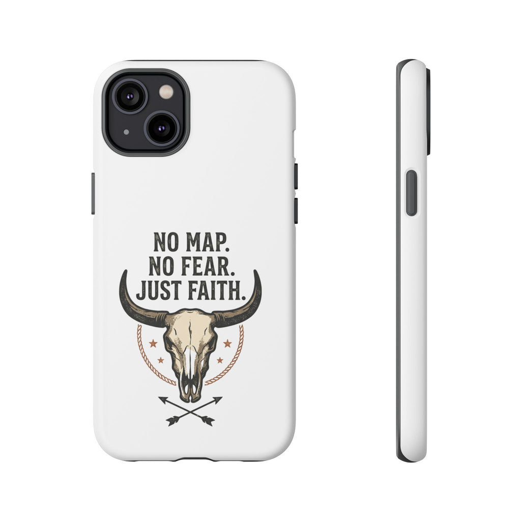 Phone Case — "No Map. No Fear. Just Faith." Skull Design