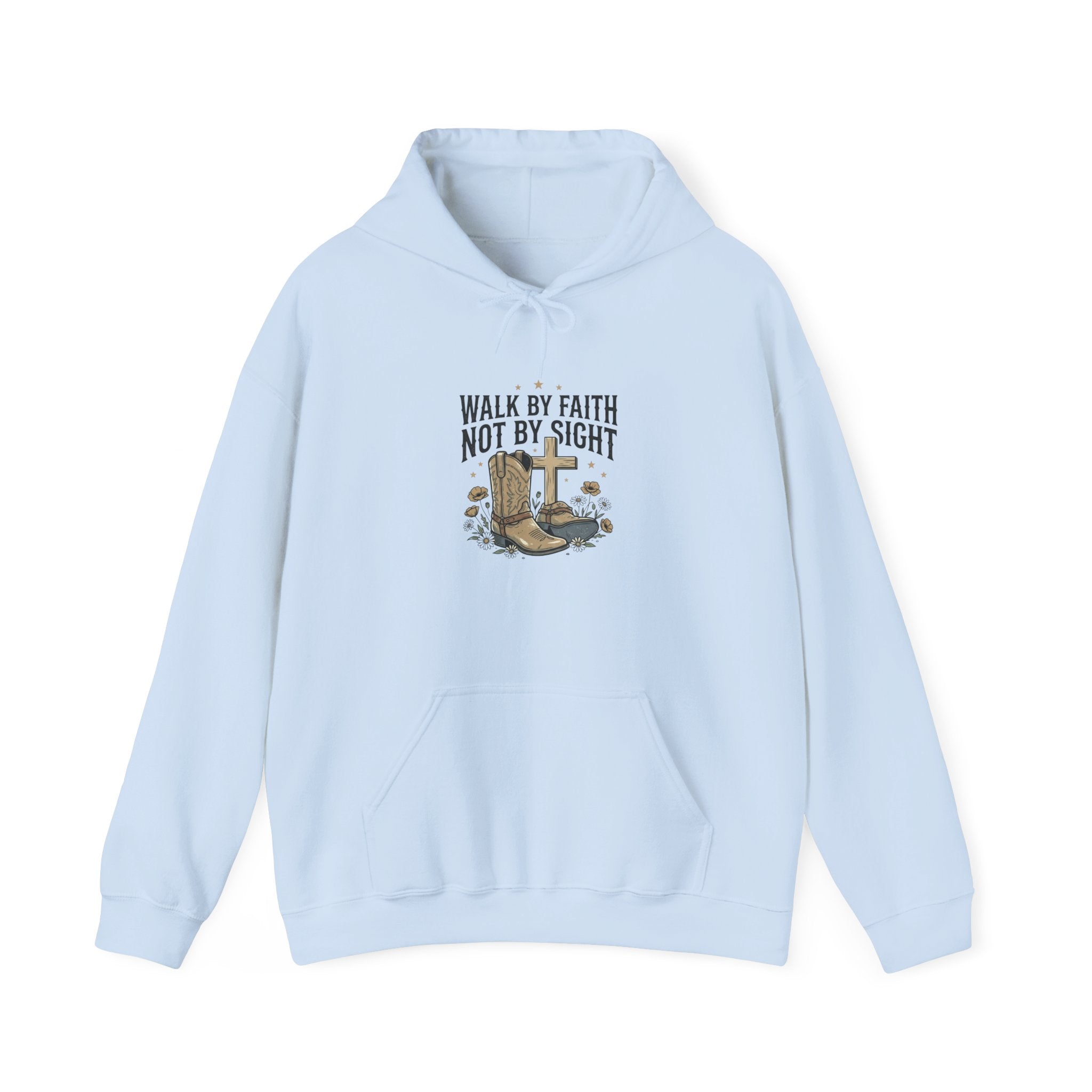 Faith Cowboy Hoodie — "Walk by Faith Not by Sight" Christian Western Sweatshirt