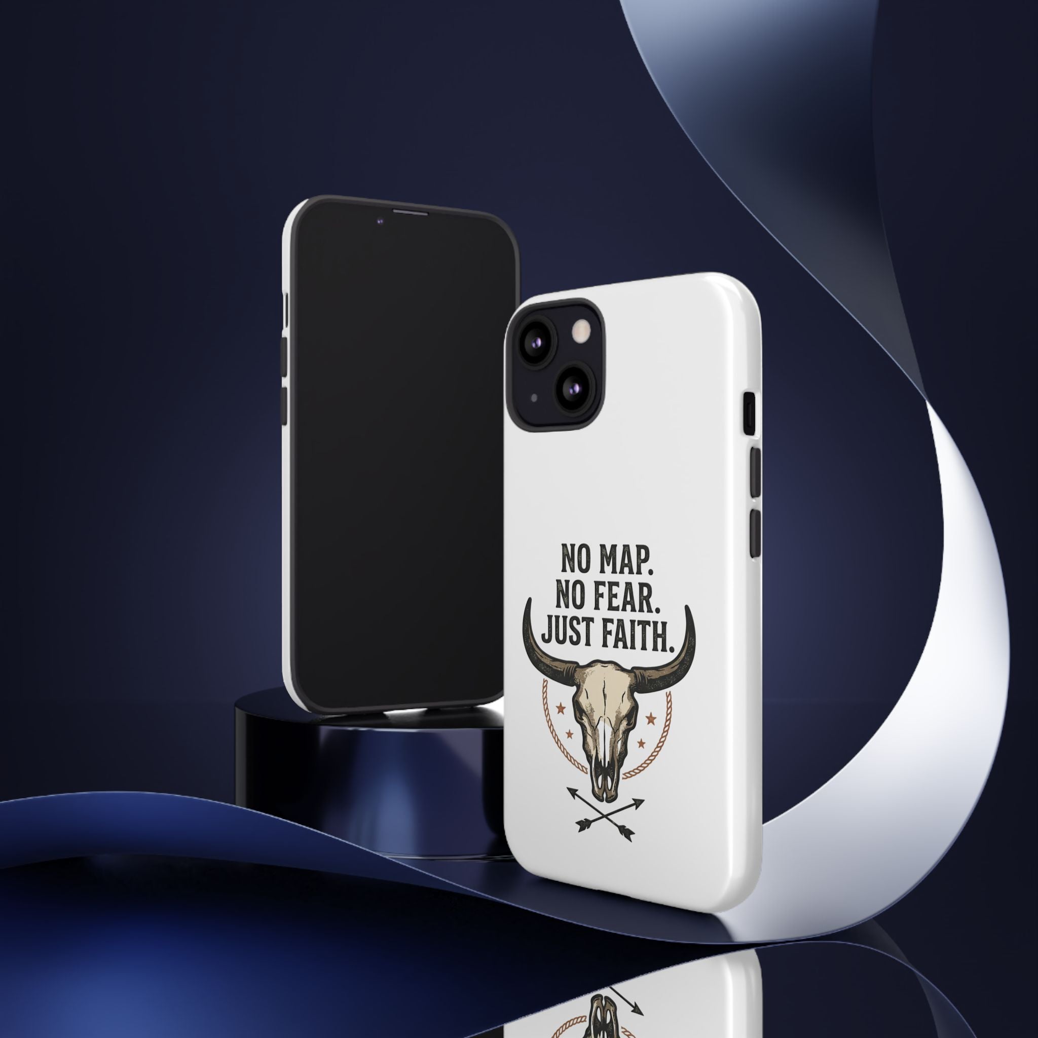 Phone Case — "No Map. No Fear. Just Faith." Skull Design