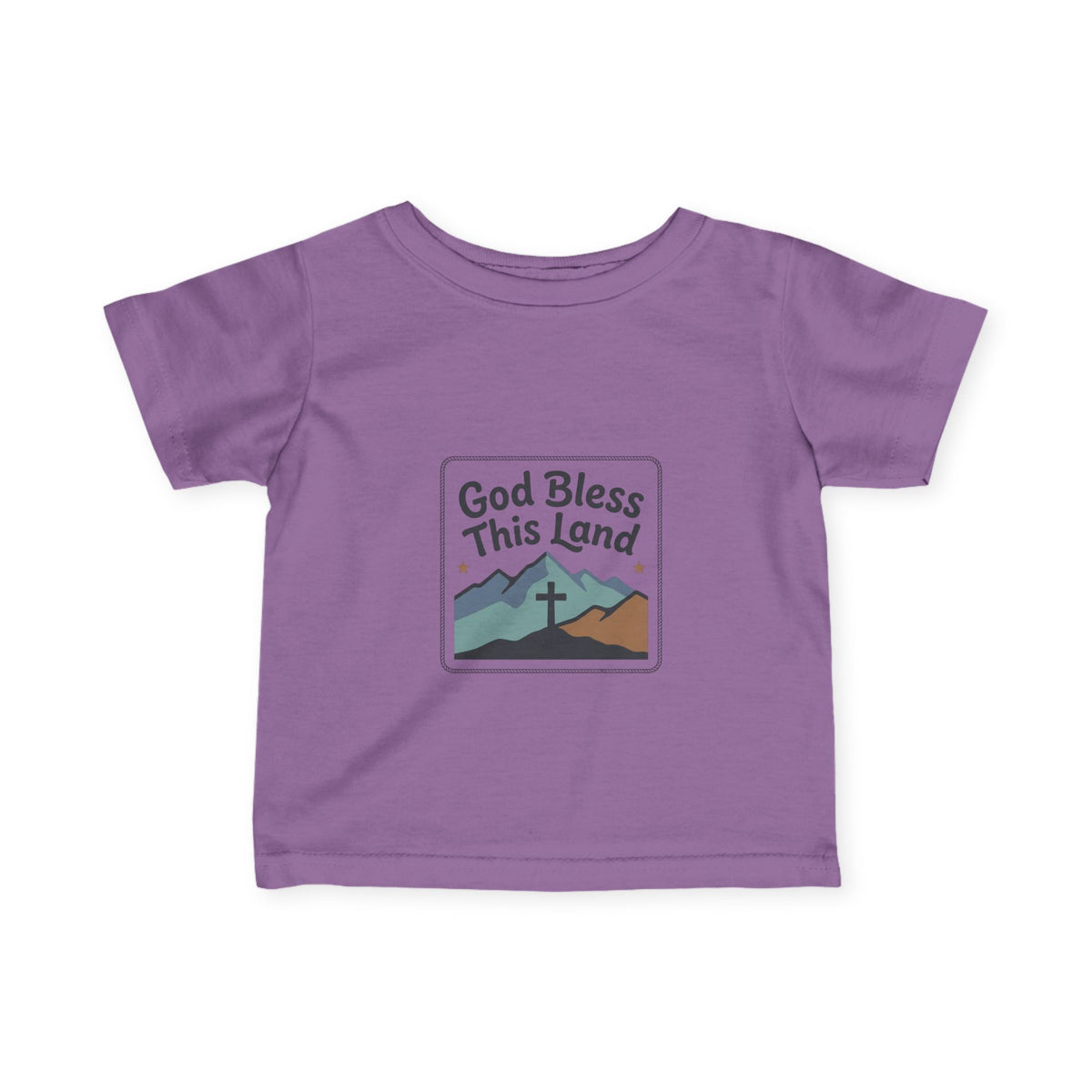 Infant Tee — "God Bless This Land" Mountain Cross Baby Shirt