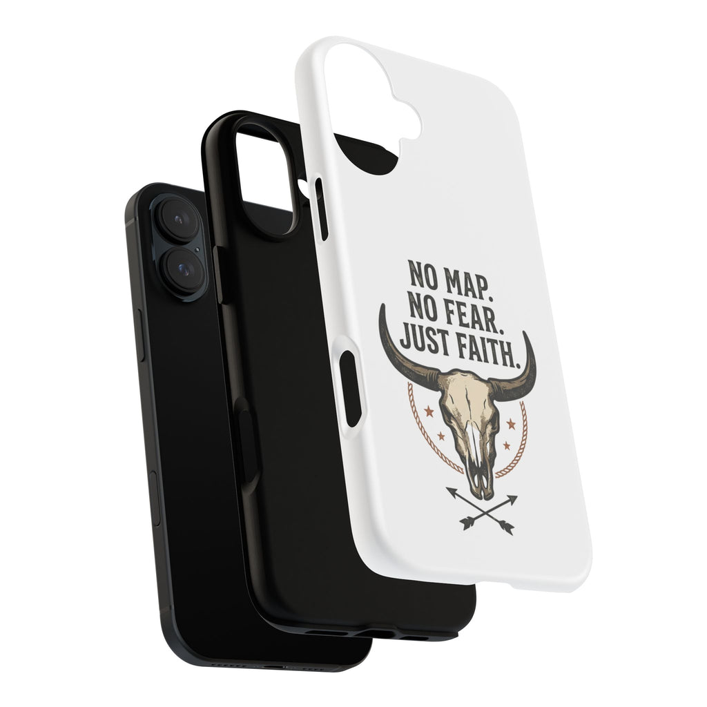 Phone Case — "No Map. No Fear. Just Faith." Skull Design