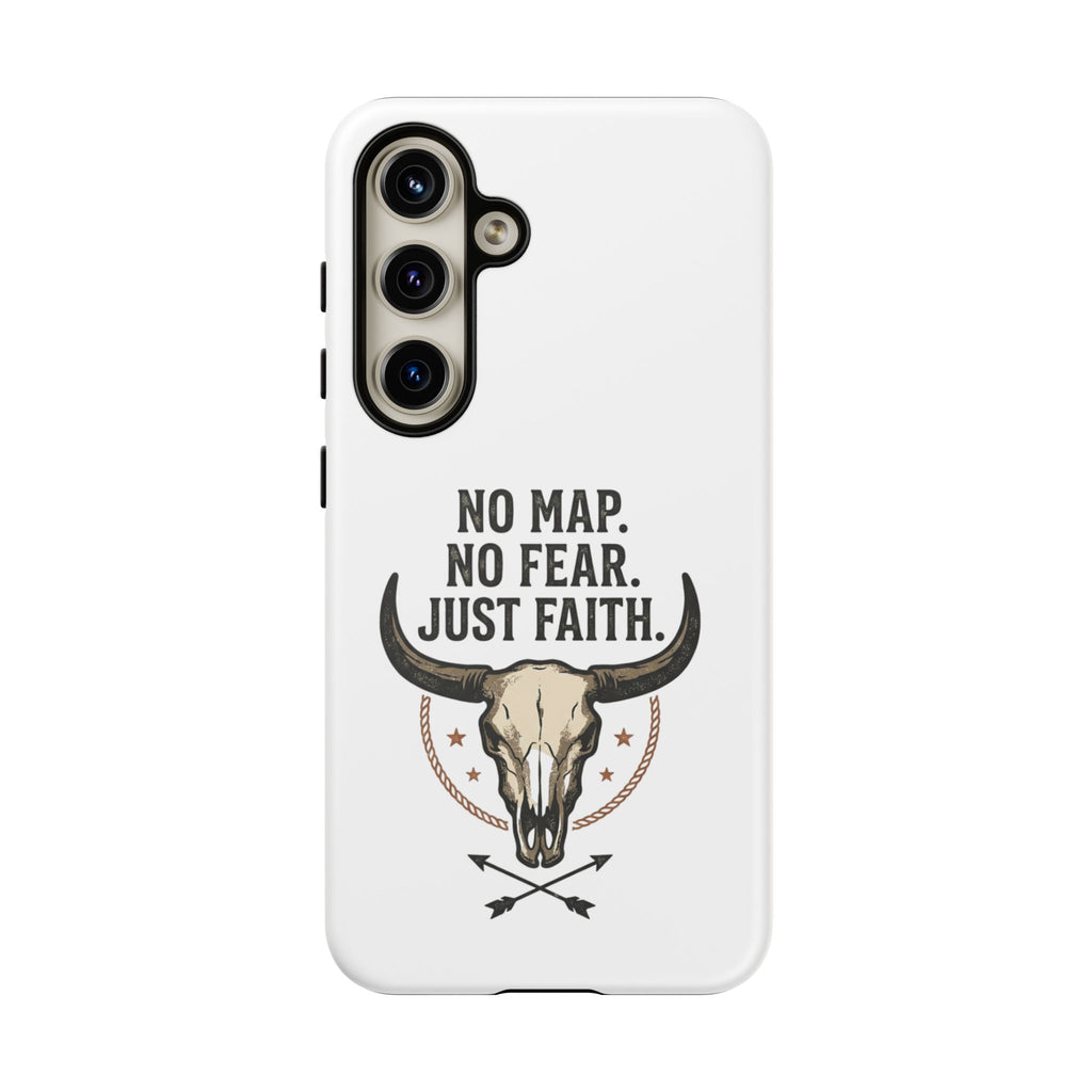 Phone Case — "No Map. No Fear. Just Faith." Skull Design