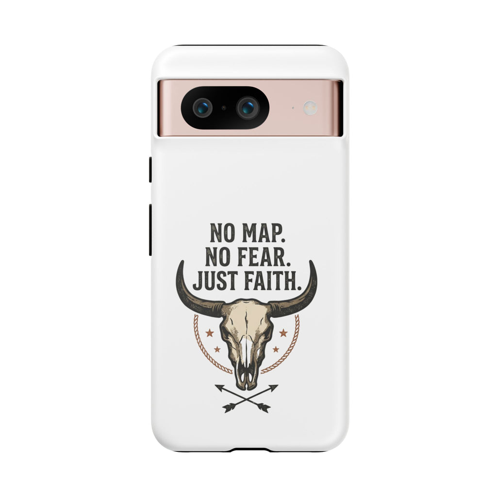 Phone Case — "No Map. No Fear. Just Faith." Skull Design