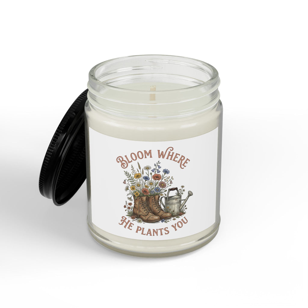 Soy Candle — "Bloom Where She Plants You" Amber Jar (4oz & 9oz)