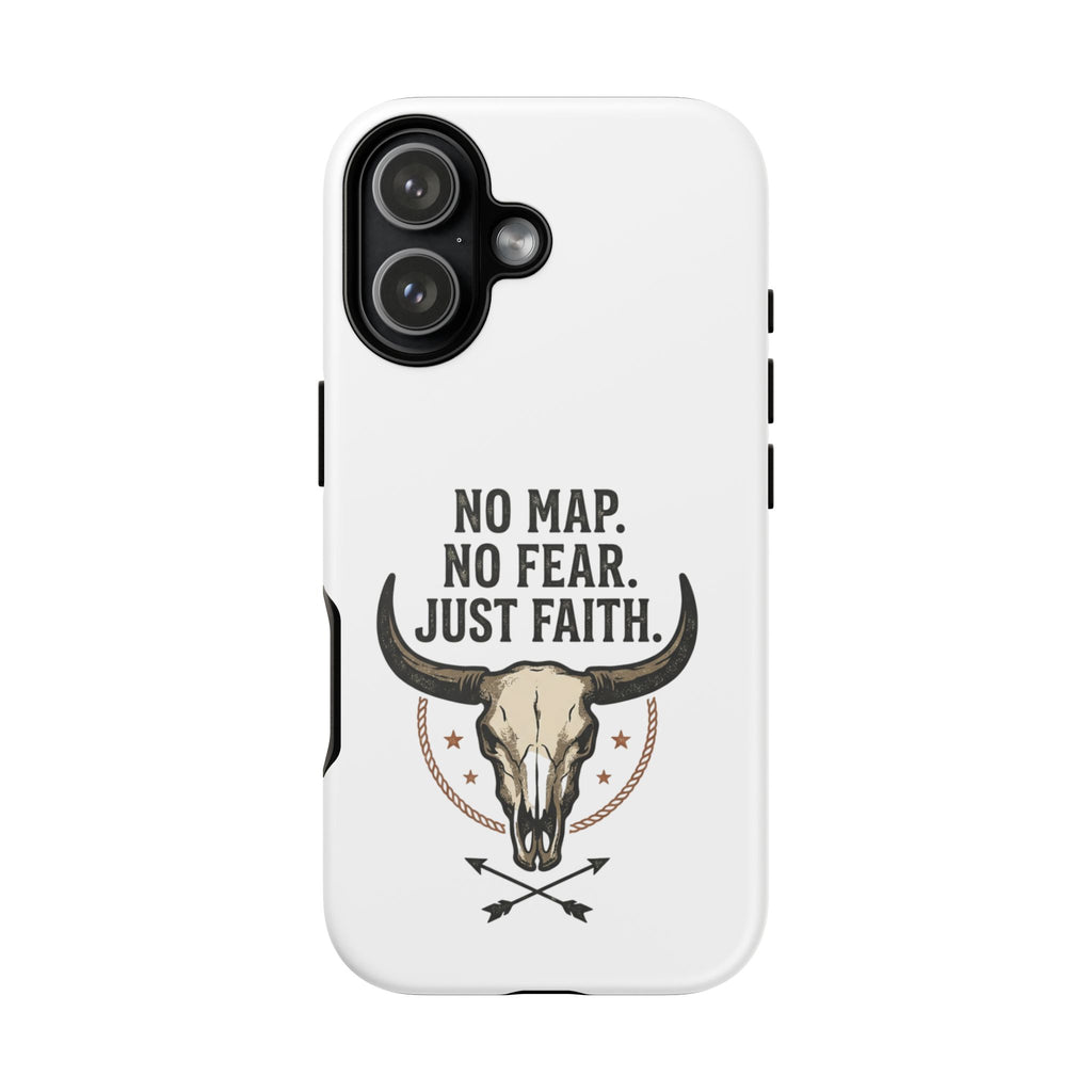 Phone Case — "No Map. No Fear. Just Faith." Skull Design