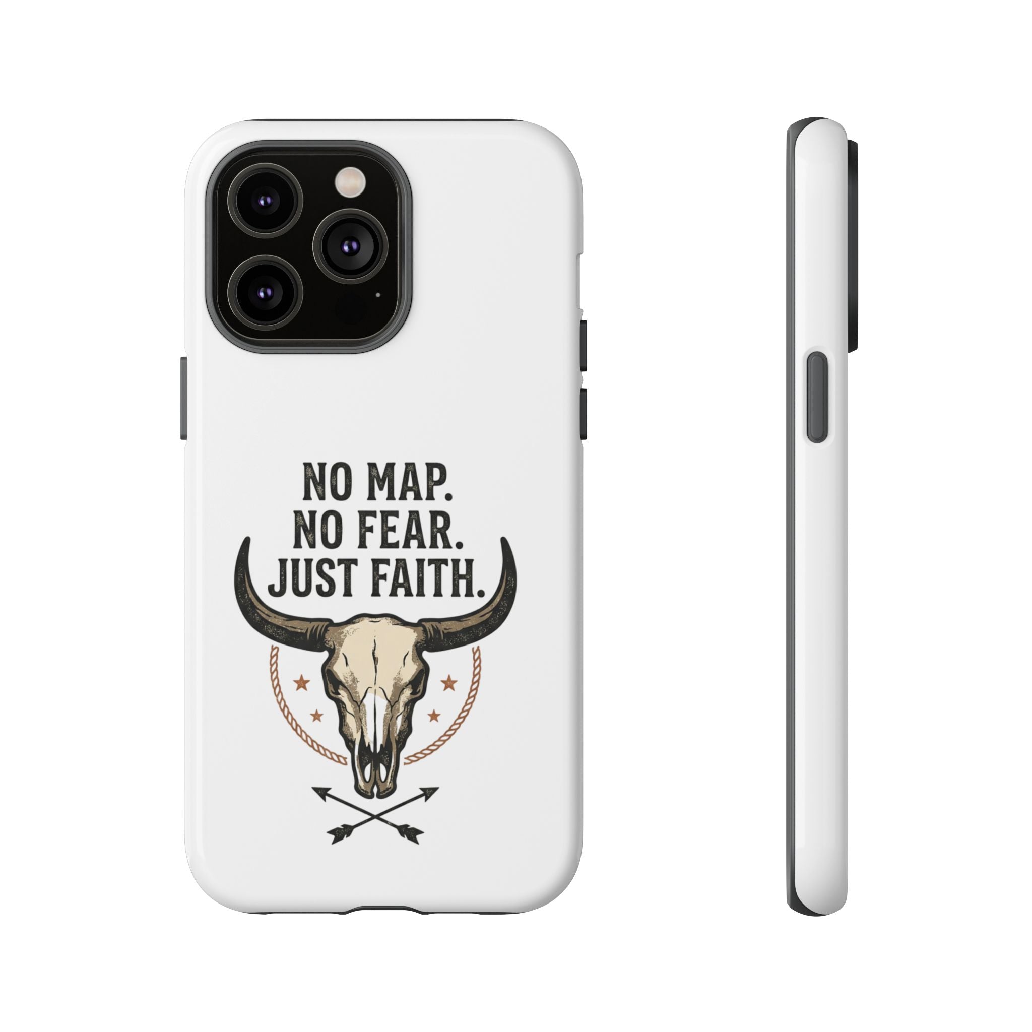 Phone Case — "No Map. No Fear. Just Faith." Skull Design