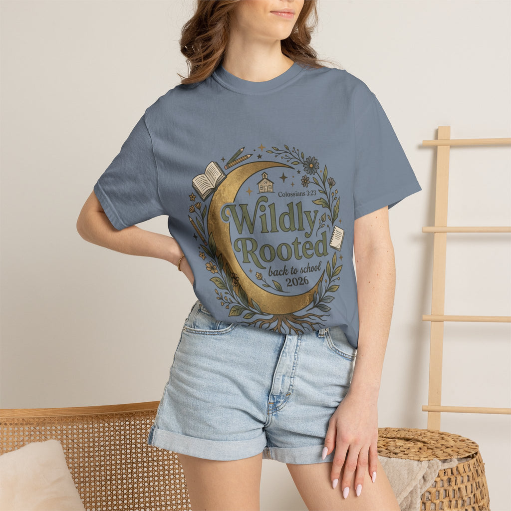 Wildly Rooted Back to School T-Shirt — Botanical Moon Design (2026)