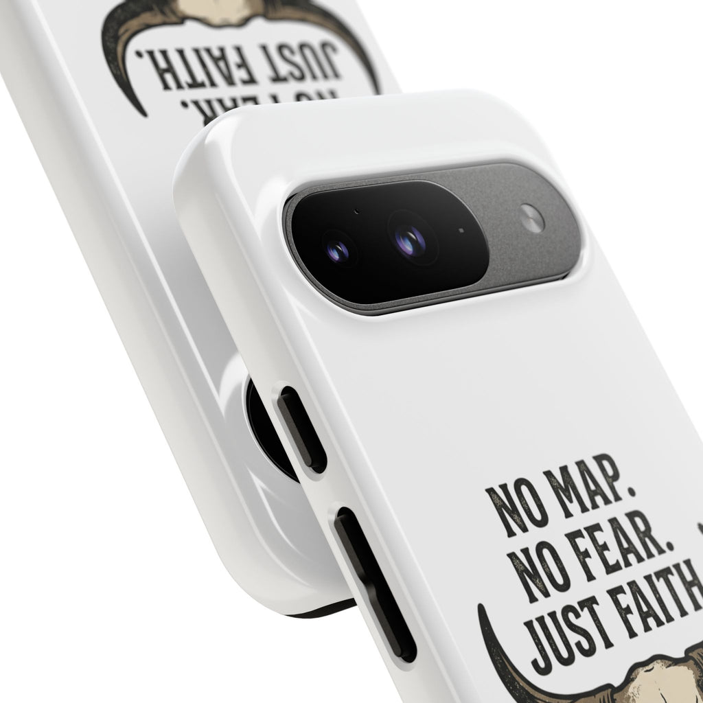 Phone Case — "No Map. No Fear. Just Faith." Skull Design