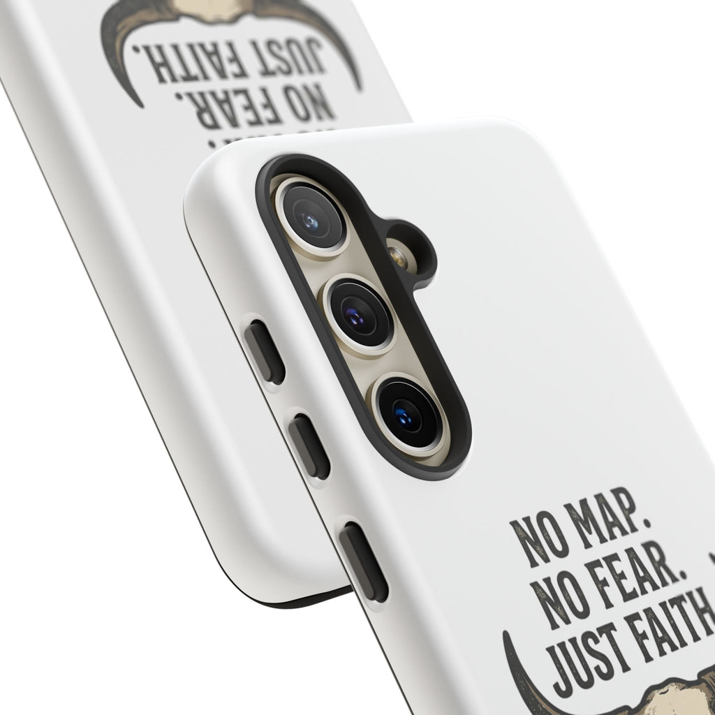 Phone Case — "No Map. No Fear. Just Faith." Skull Design