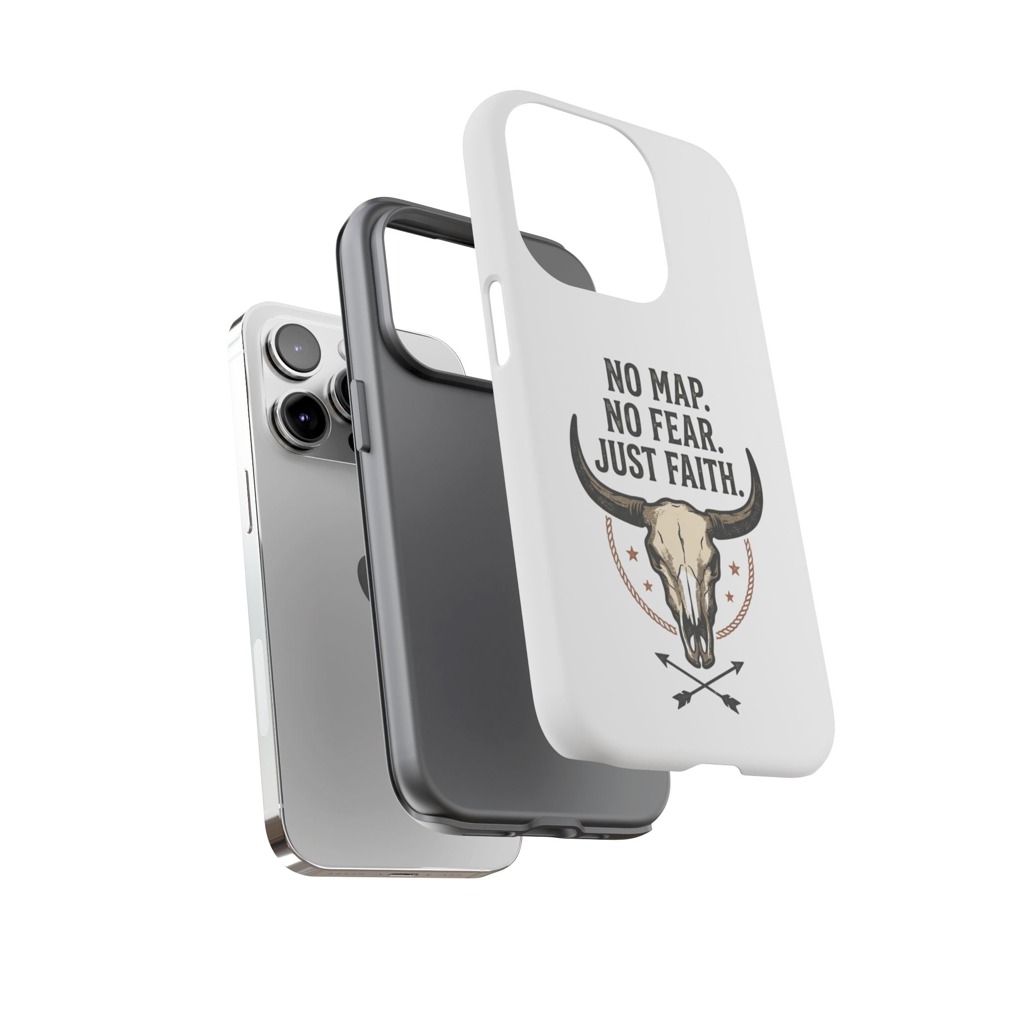 Phone Case — "No Map. No Fear. Just Faith." Skull Design