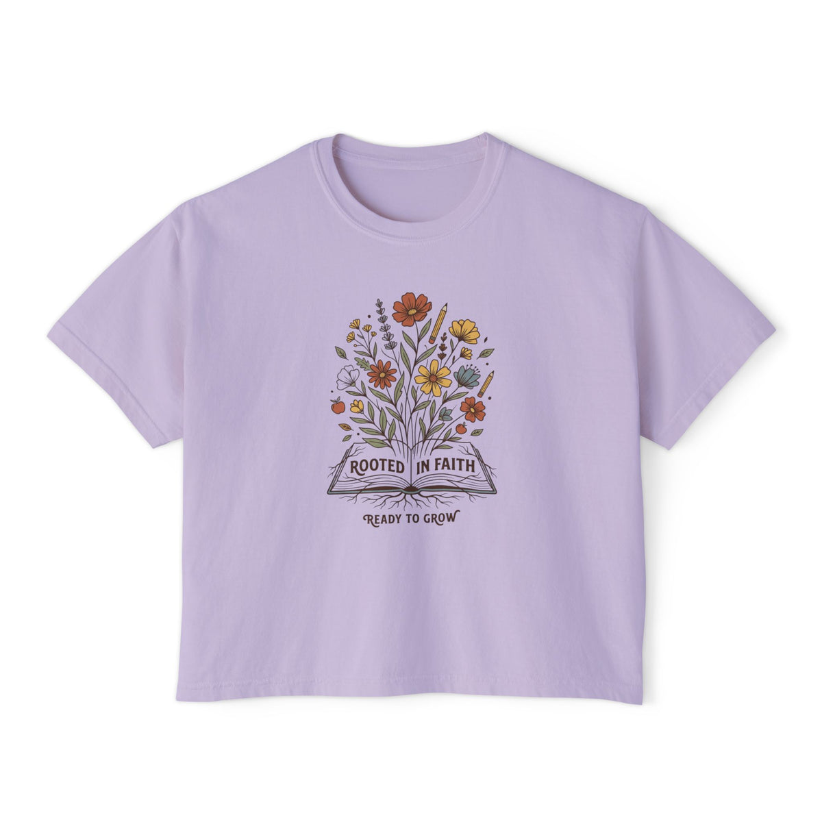 Women's Tee — "Rooted in Faith, Ready to Grow" Floral Graphic