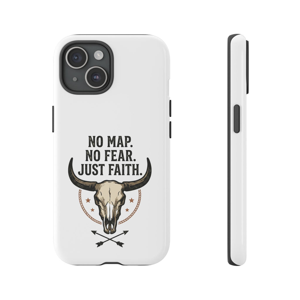 Phone Case — "No Map. No Fear. Just Faith." Skull Design