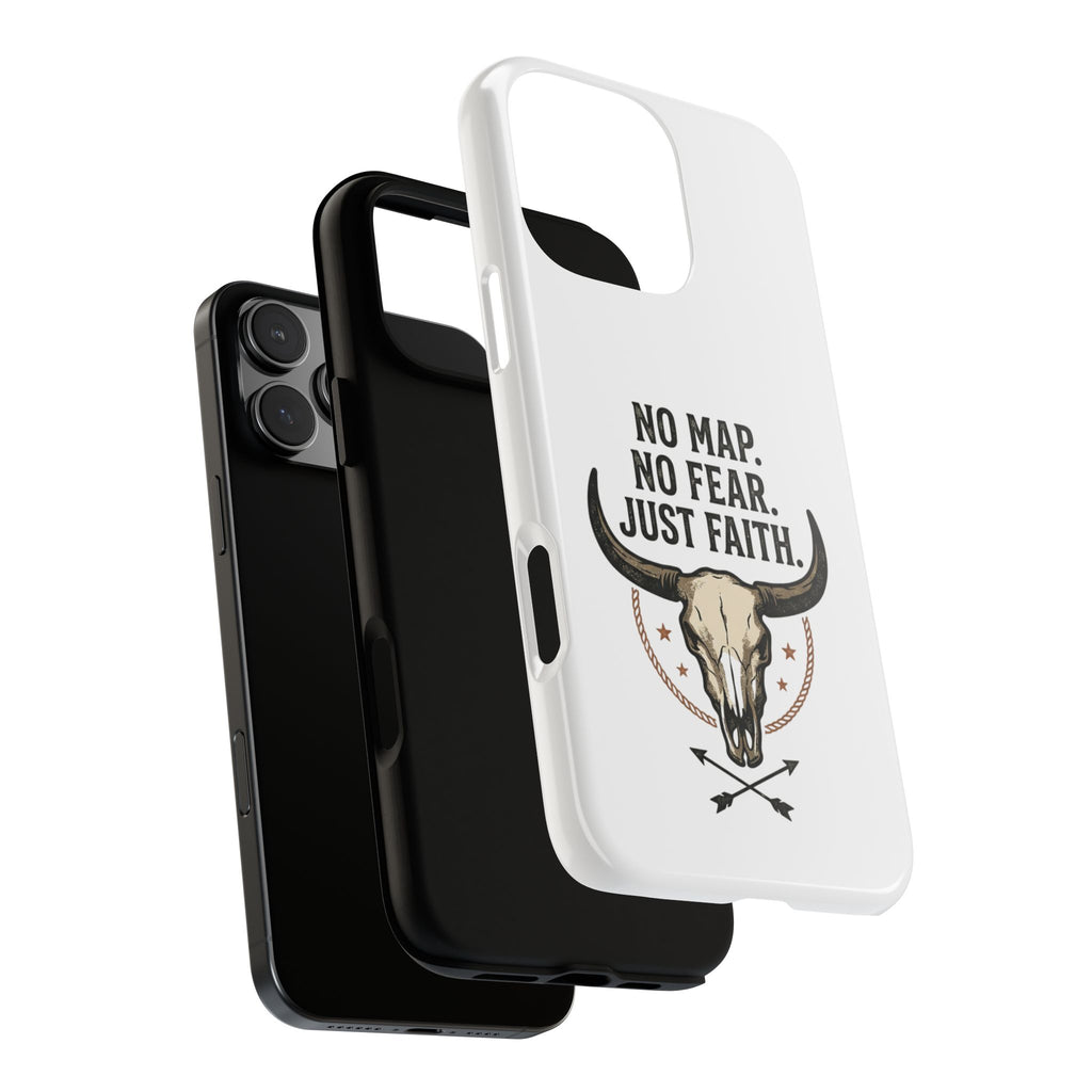 Phone Case — "No Map. No Fear. Just Faith." Skull Design