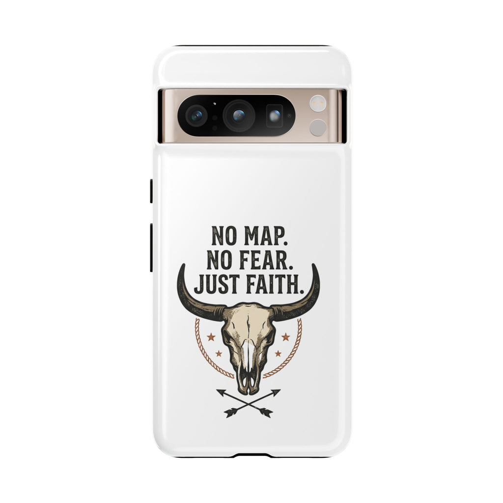 Phone Case — "No Map. No Fear. Just Faith." Skull Design