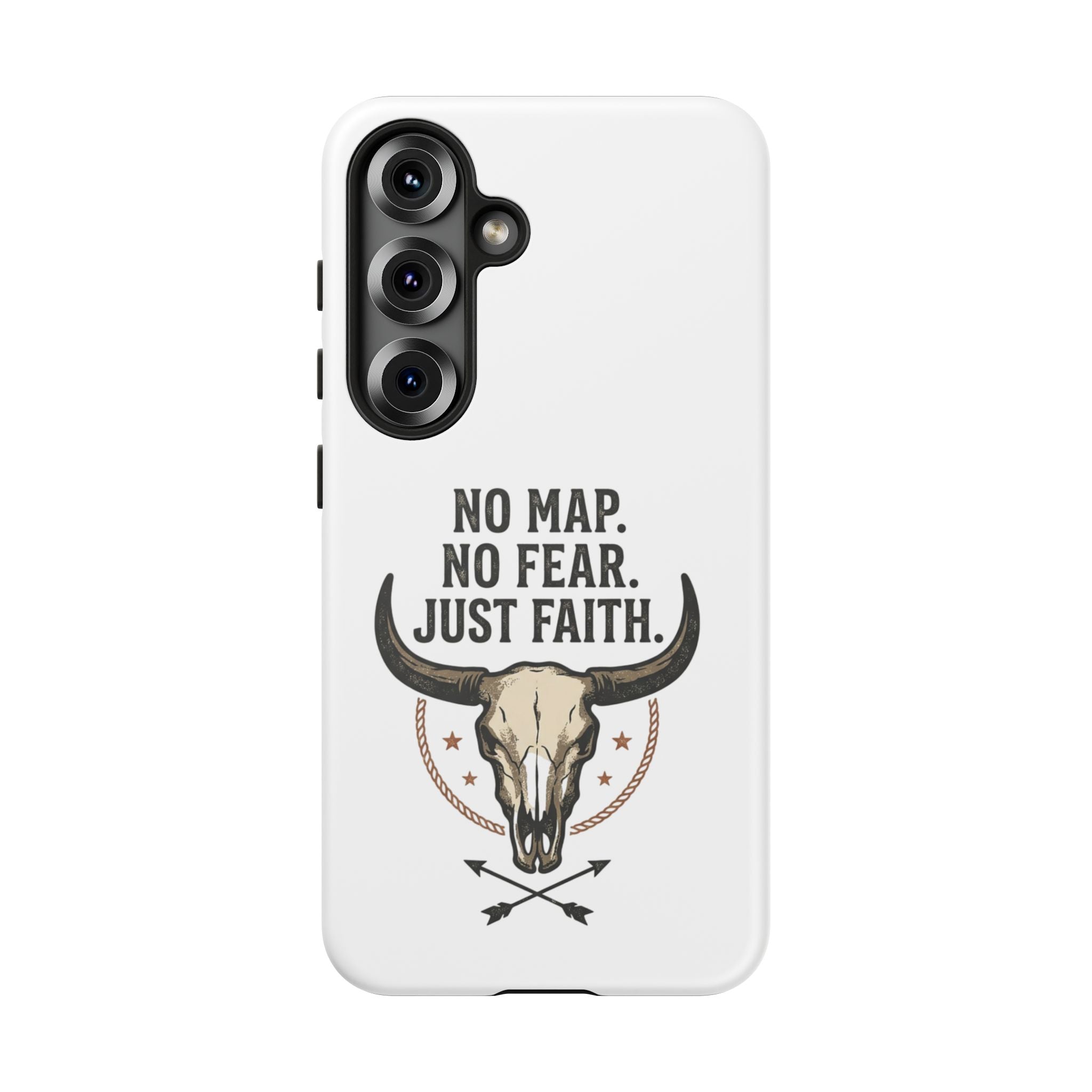 Phone Case — "No Map. No Fear. Just Faith." Skull Design