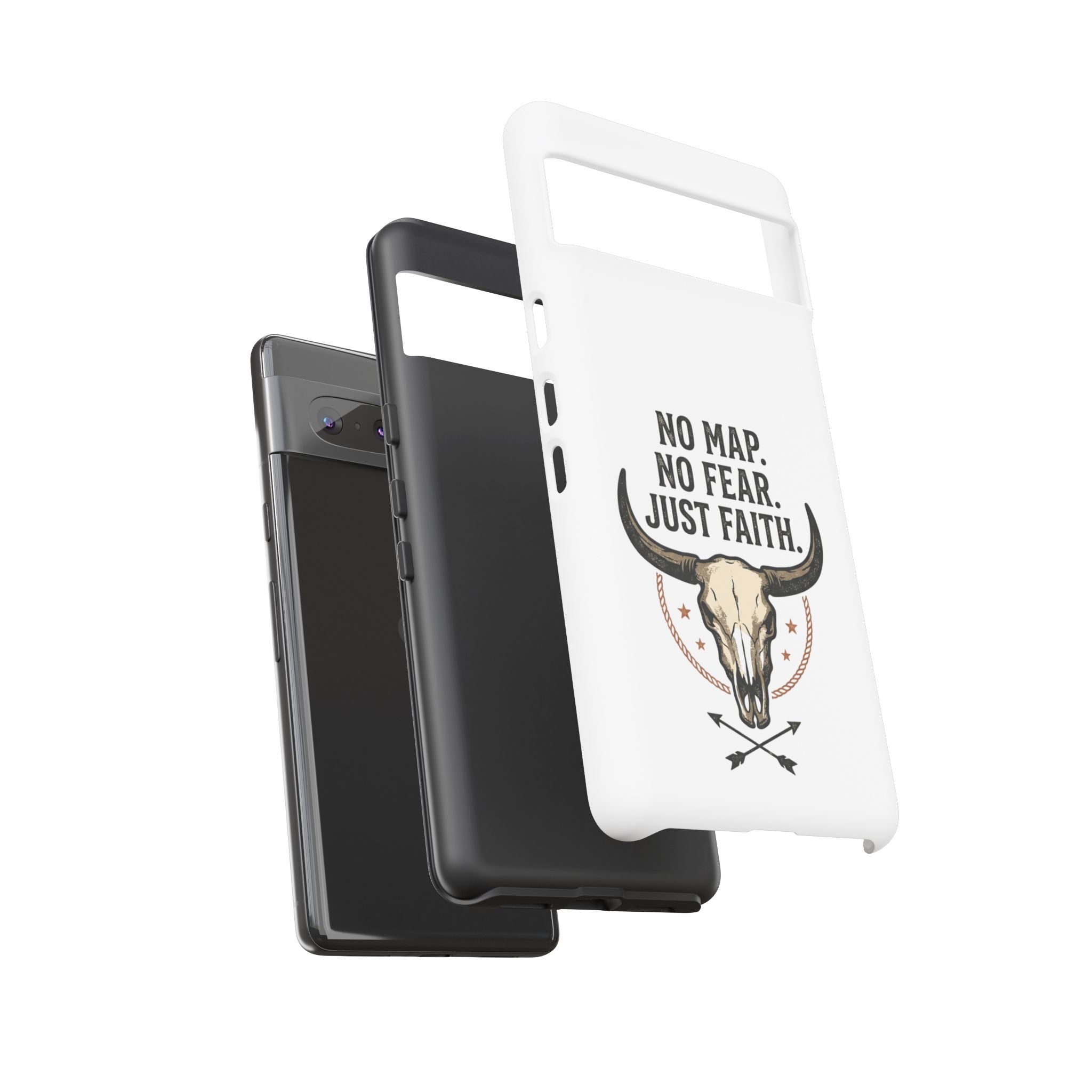Phone Case — "No Map. No Fear. Just Faith." Skull Design