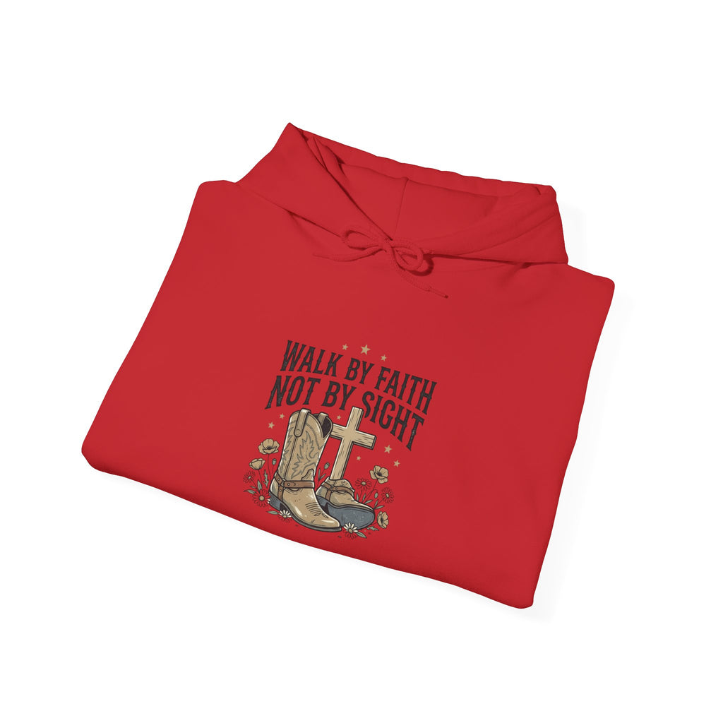 Faith Cowboy Hoodie — "Walk by Faith Not by Sight" Christian Western Sweatshirt