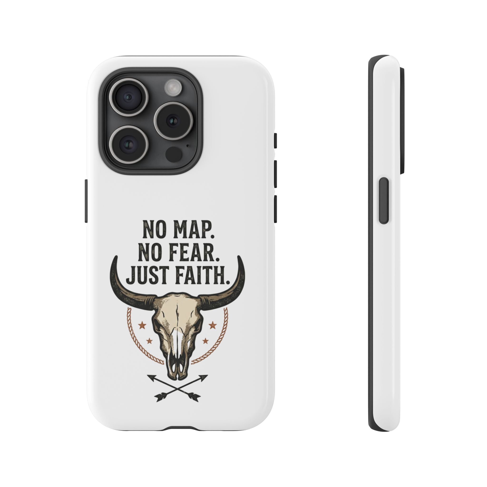 Phone Case — "No Map. No Fear. Just Faith." Skull Design