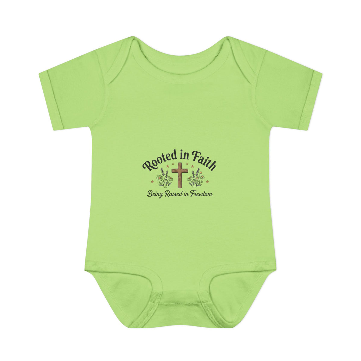 Infant Bodysuit - "Rooted in Faith" Cross Baby Onesie (Religious Newborn Gift)