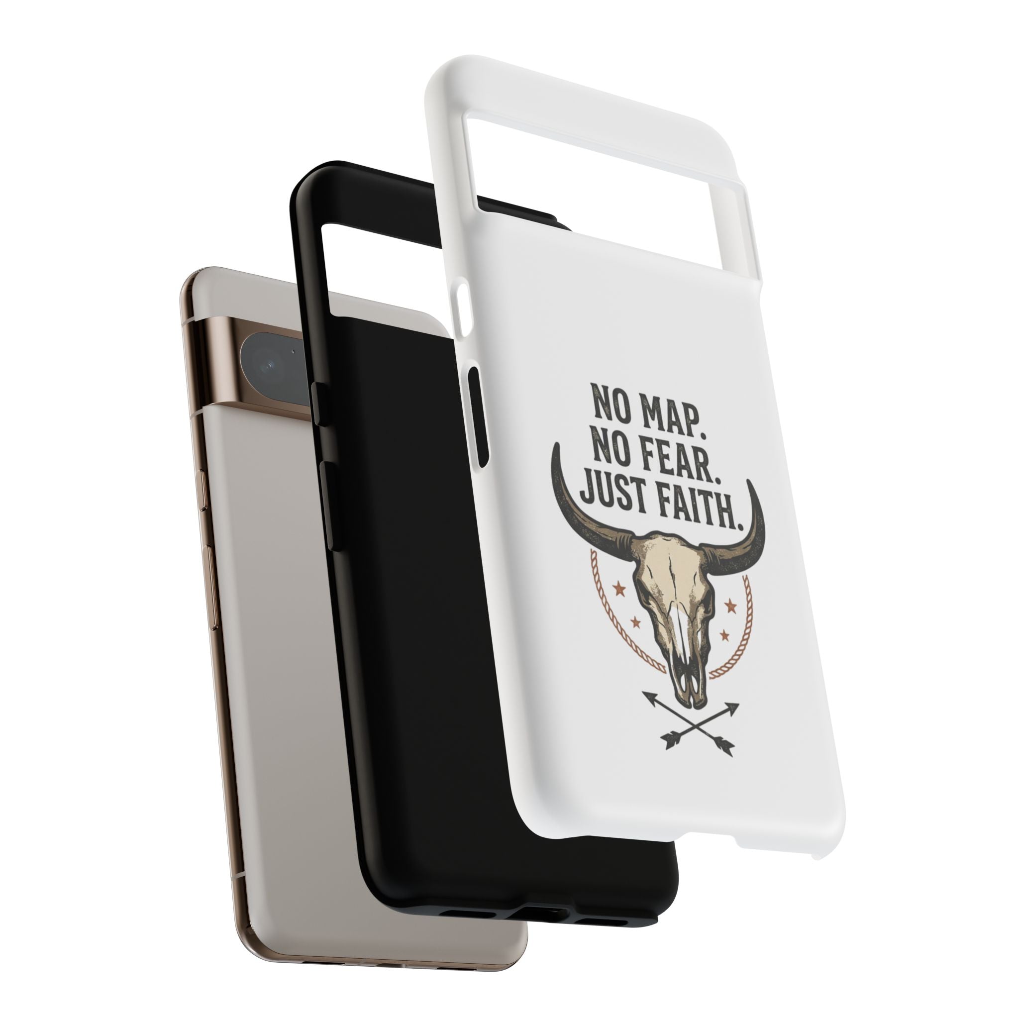 Phone Case — "No Map. No Fear. Just Faith." Skull Design