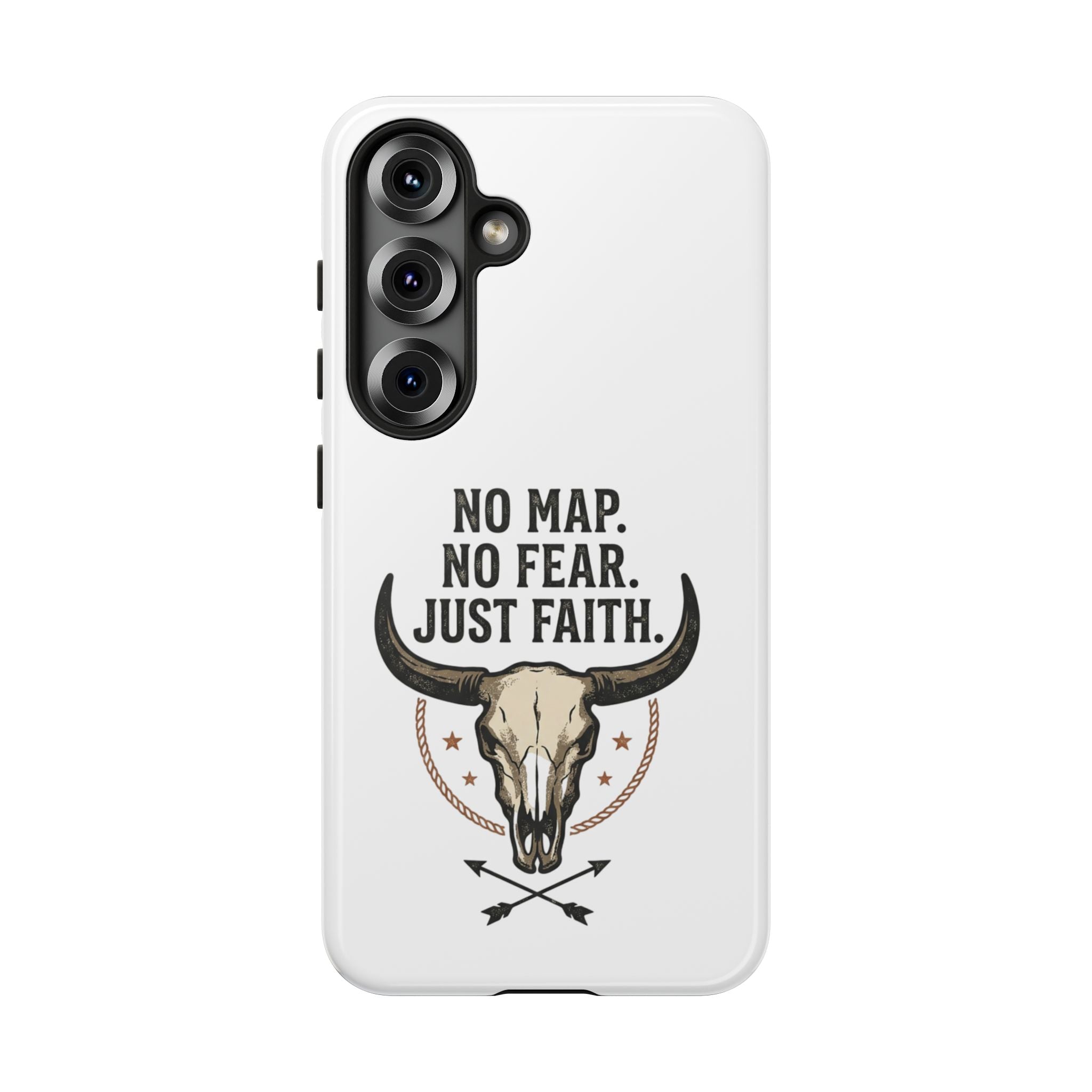 Phone Case — "No Map. No Fear. Just Faith." Skull Design