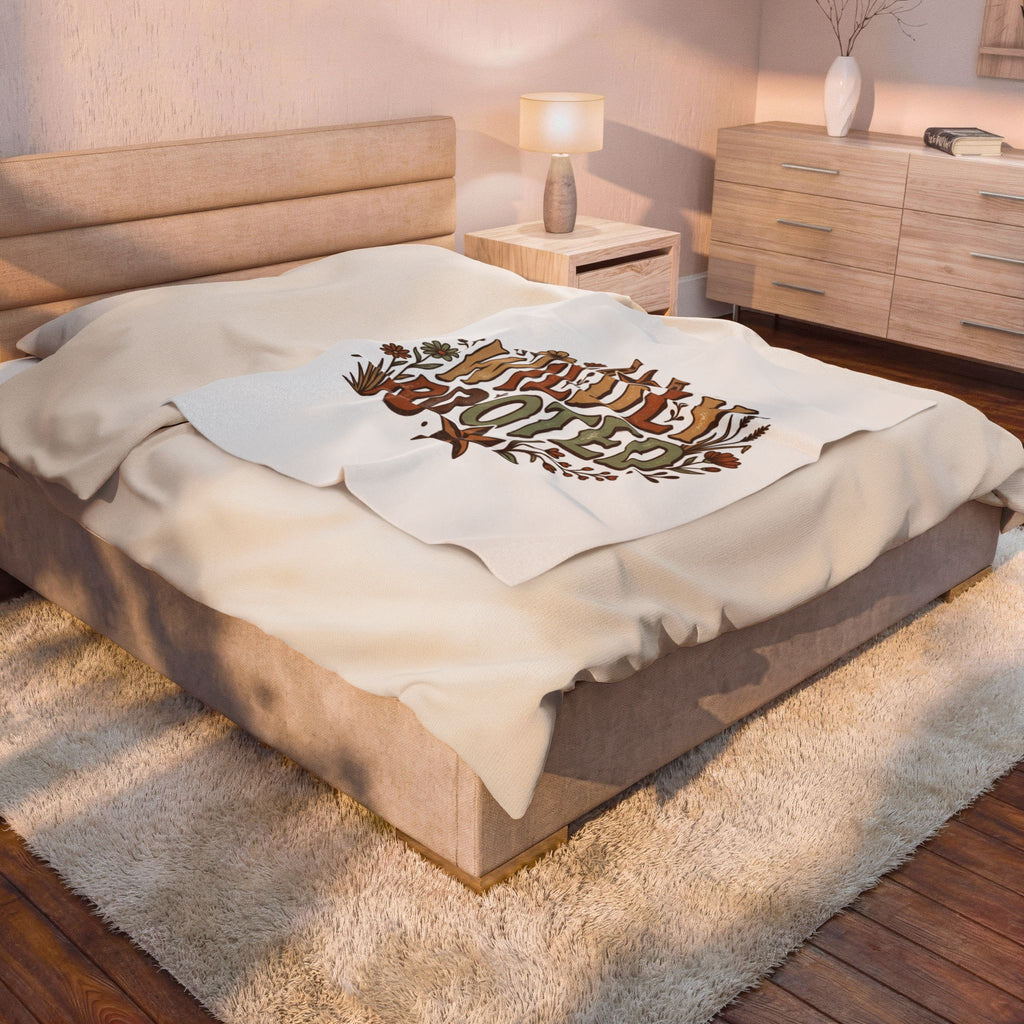 Velveteen Plush Blanket – “Wildly Rooted” Boho Western Throw
