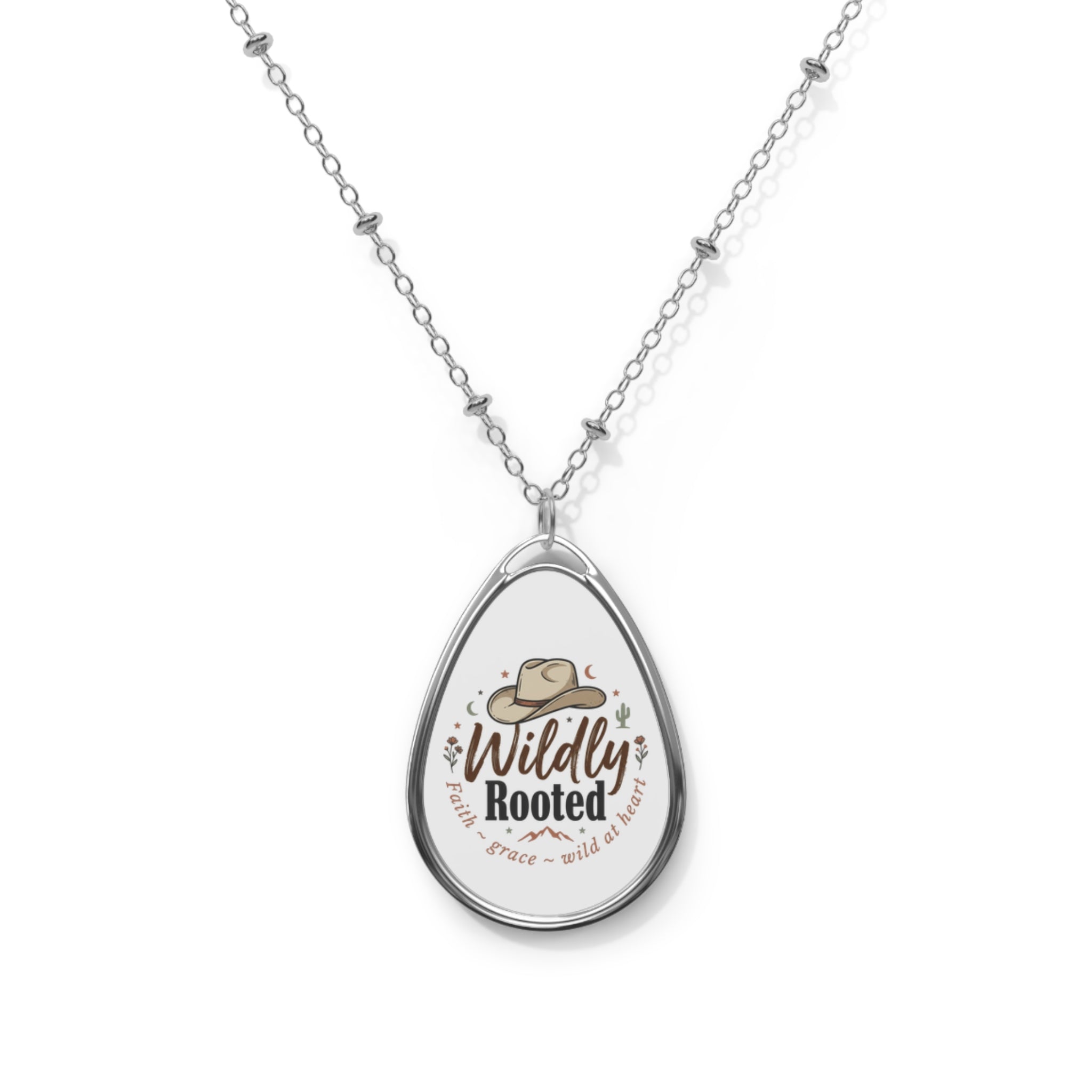 Wildly Rooted Oval Necklace — Cowboy Hat Inspirational Pendant