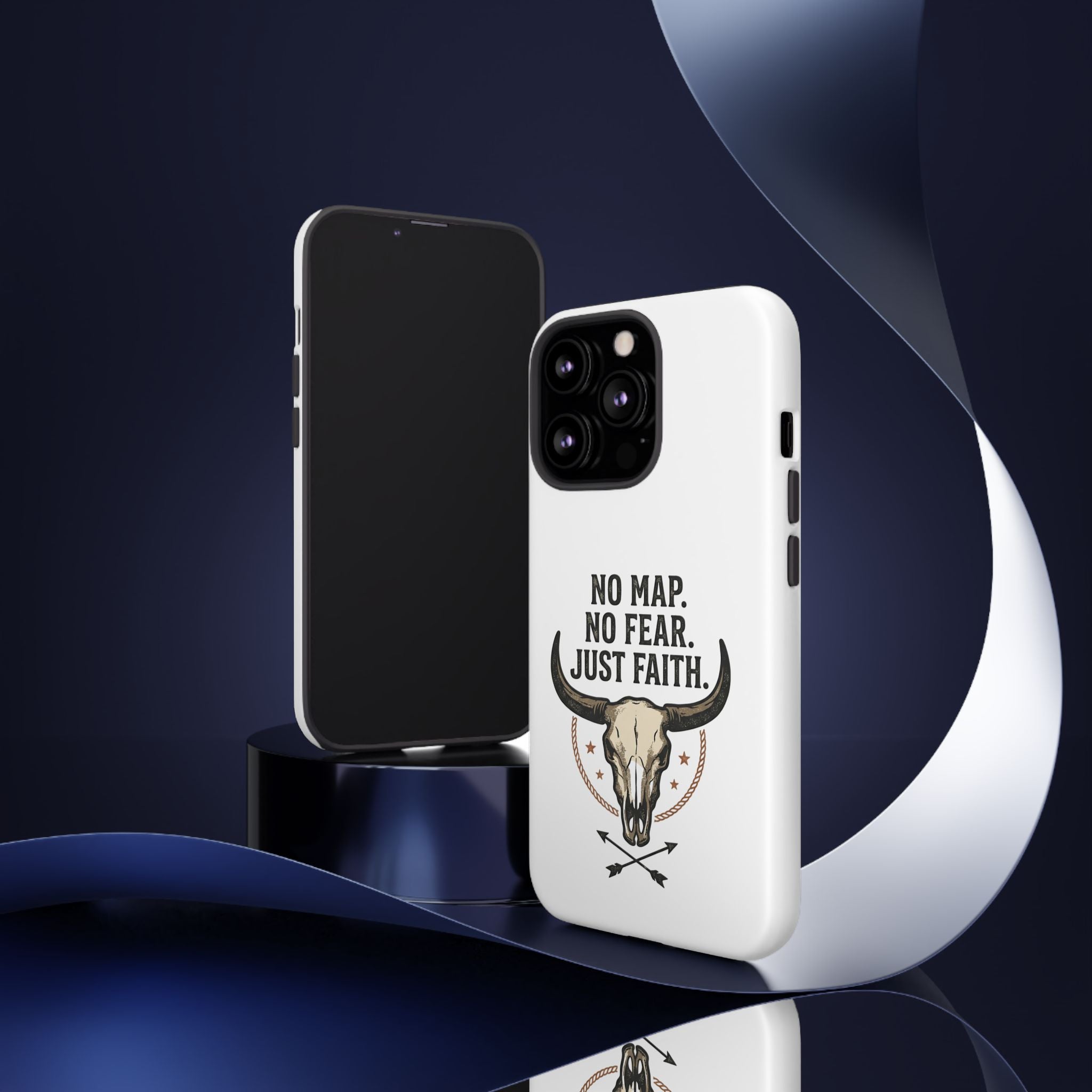 Phone Case — "No Map. No Fear. Just Faith." Skull Design