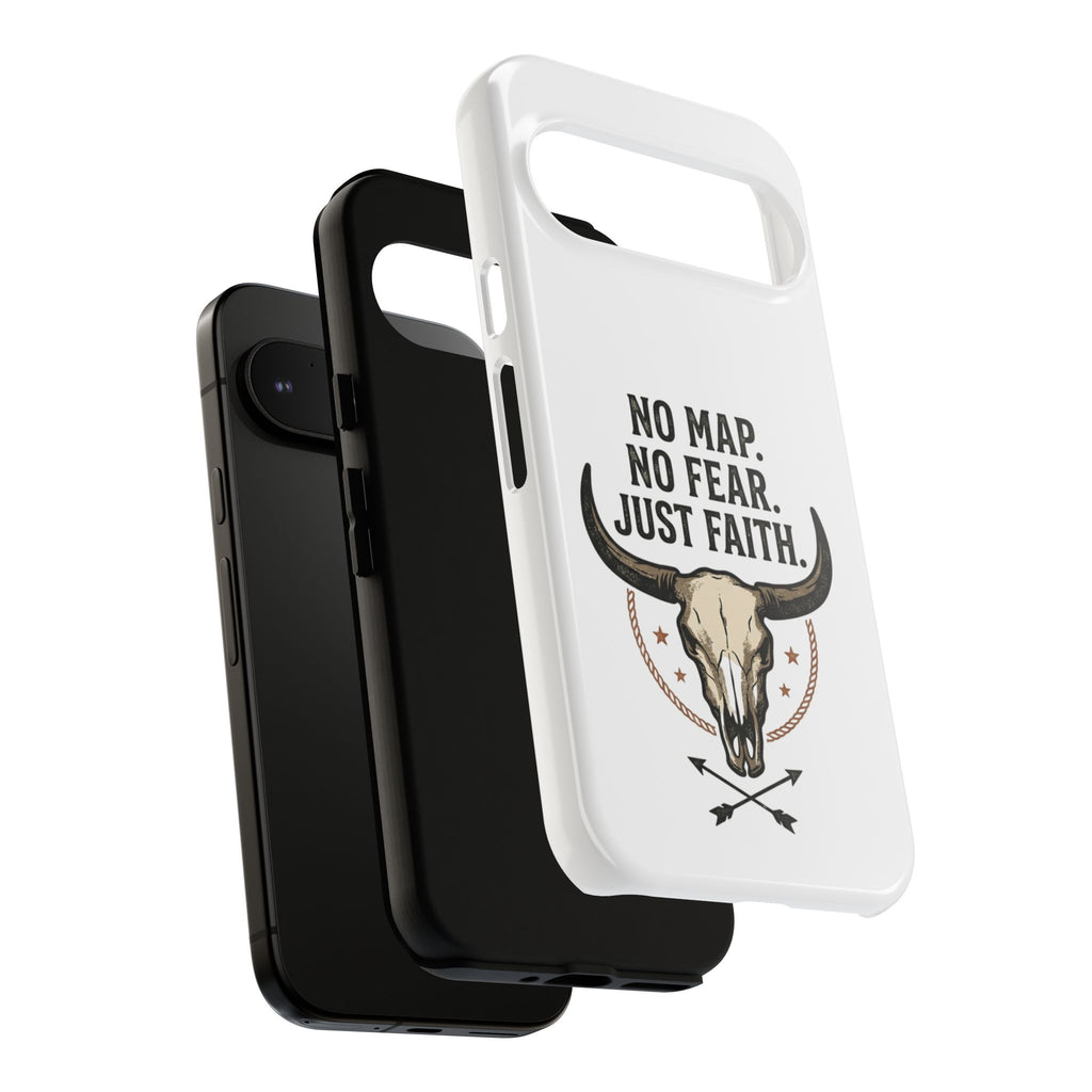 Phone Case — "No Map. No Fear. Just Faith." Skull Design