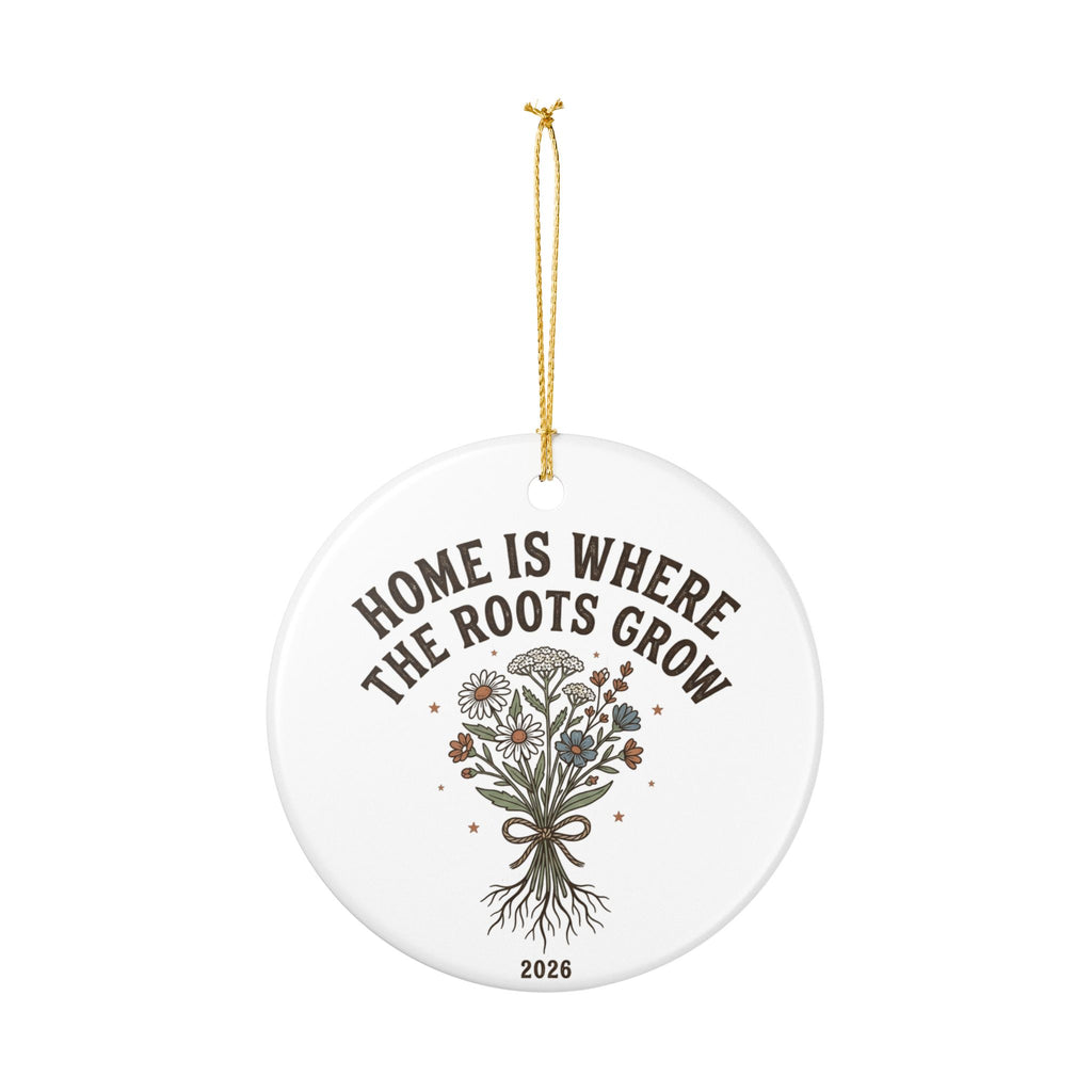 Heart Ceramic Ornament - “Home Is Where The Roots Grow” Floral Keepsake