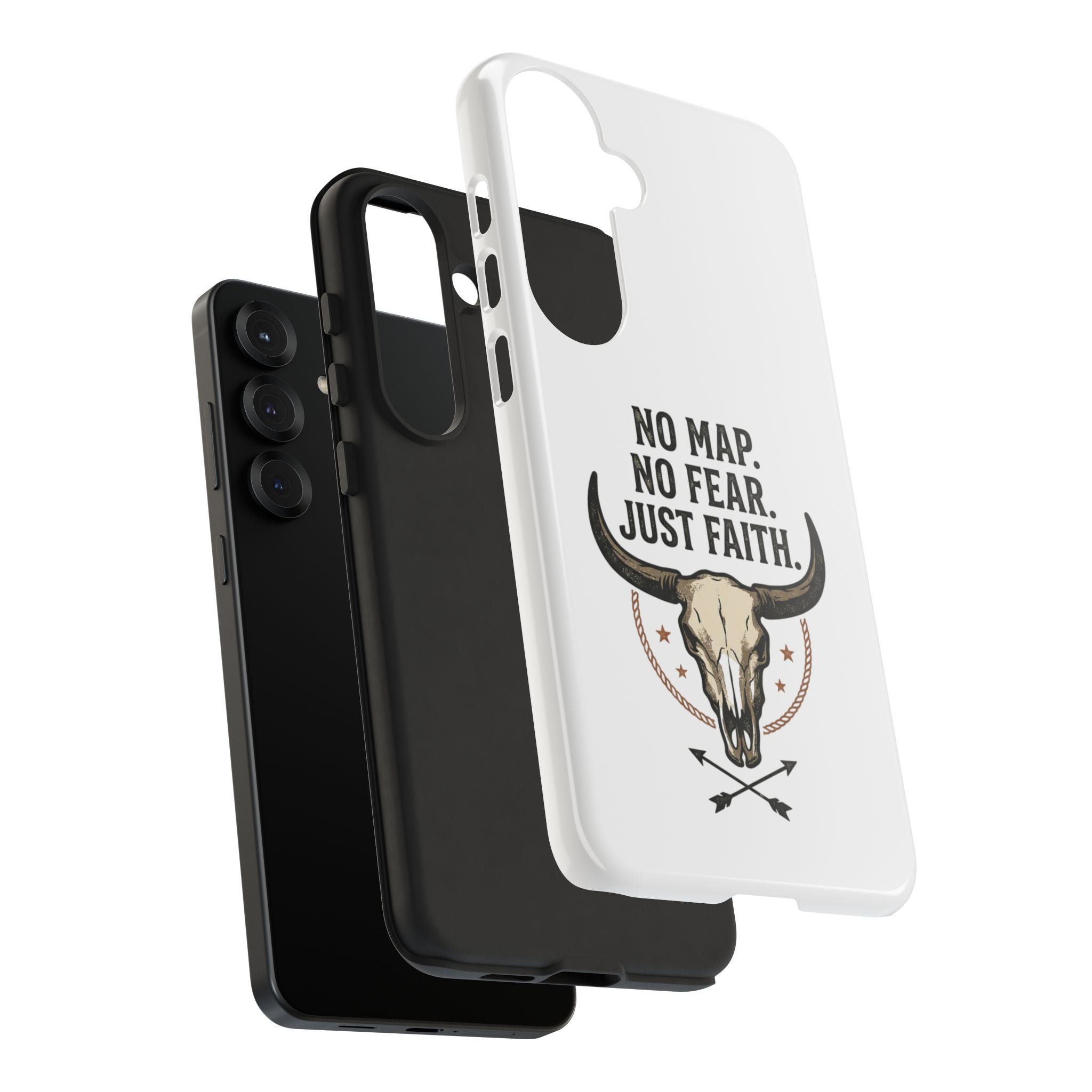 Phone Case — "No Map. No Fear. Just Faith." Skull Design