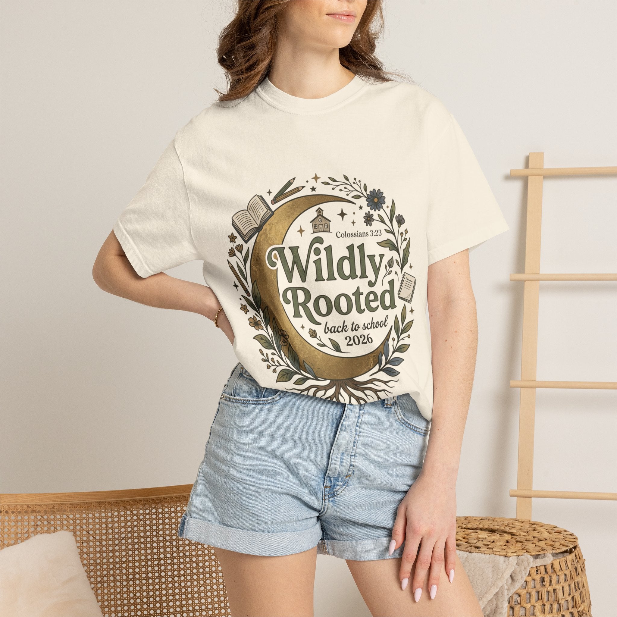 Wildly Rooted Back to School T-Shirt — Botanical Moon Design (2026)