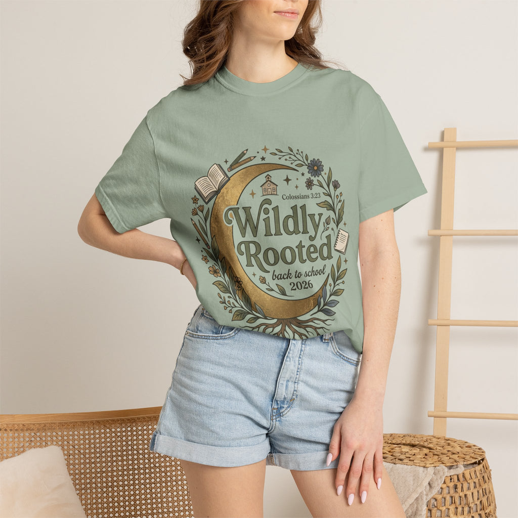 Wildly Rooted Back to School T-Shirt — Botanical Moon Design (2026)