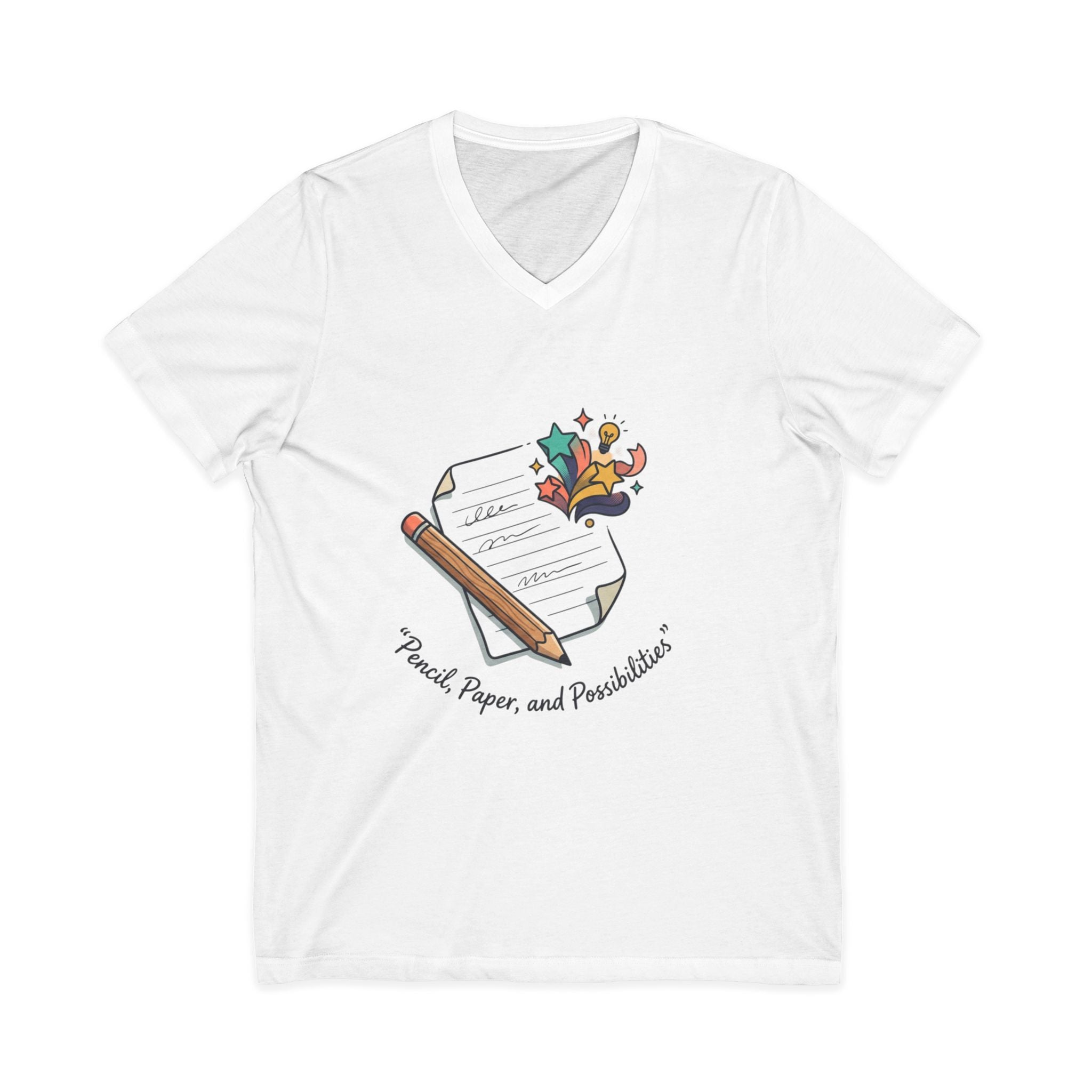 V-Neck Tee - Pencil, Paper & Possibilities Graphic