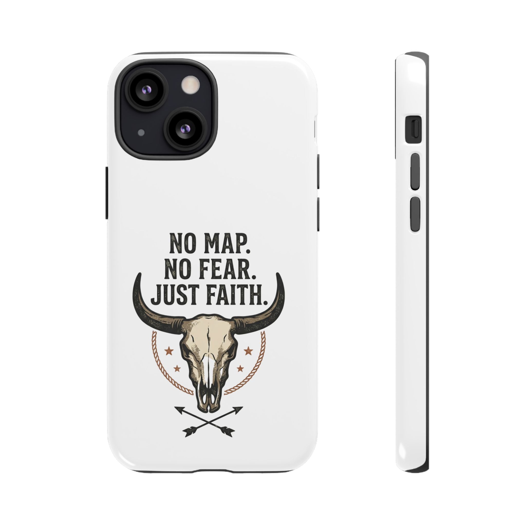 Phone Case — "No Map. No Fear. Just Faith." Skull Design