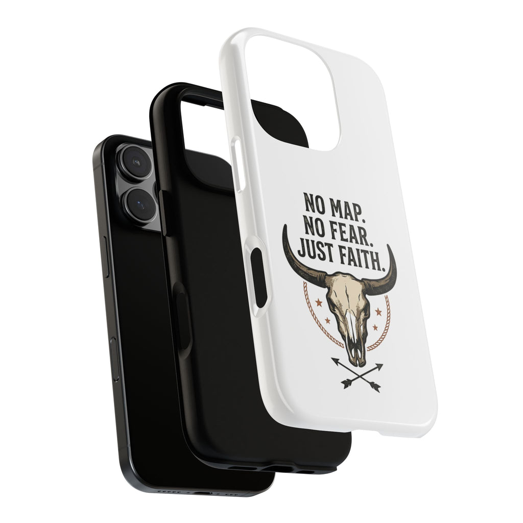 Phone Case — "No Map. No Fear. Just Faith." Skull Design