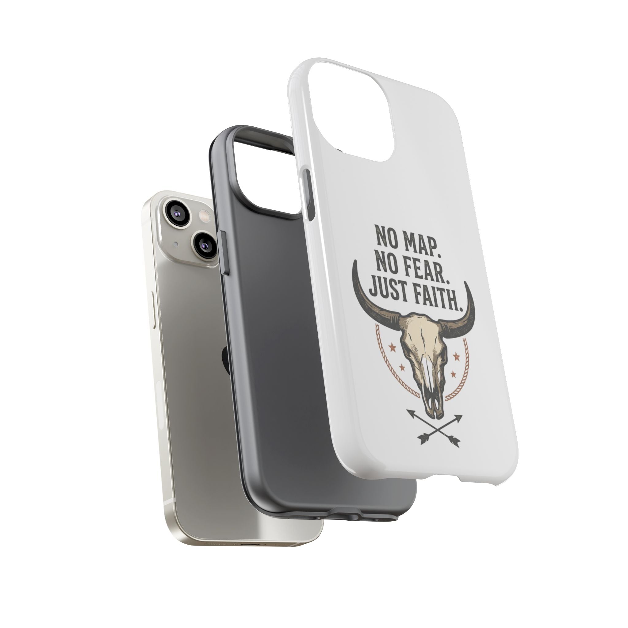 Phone Case — "No Map. No Fear. Just Faith." Skull Design
