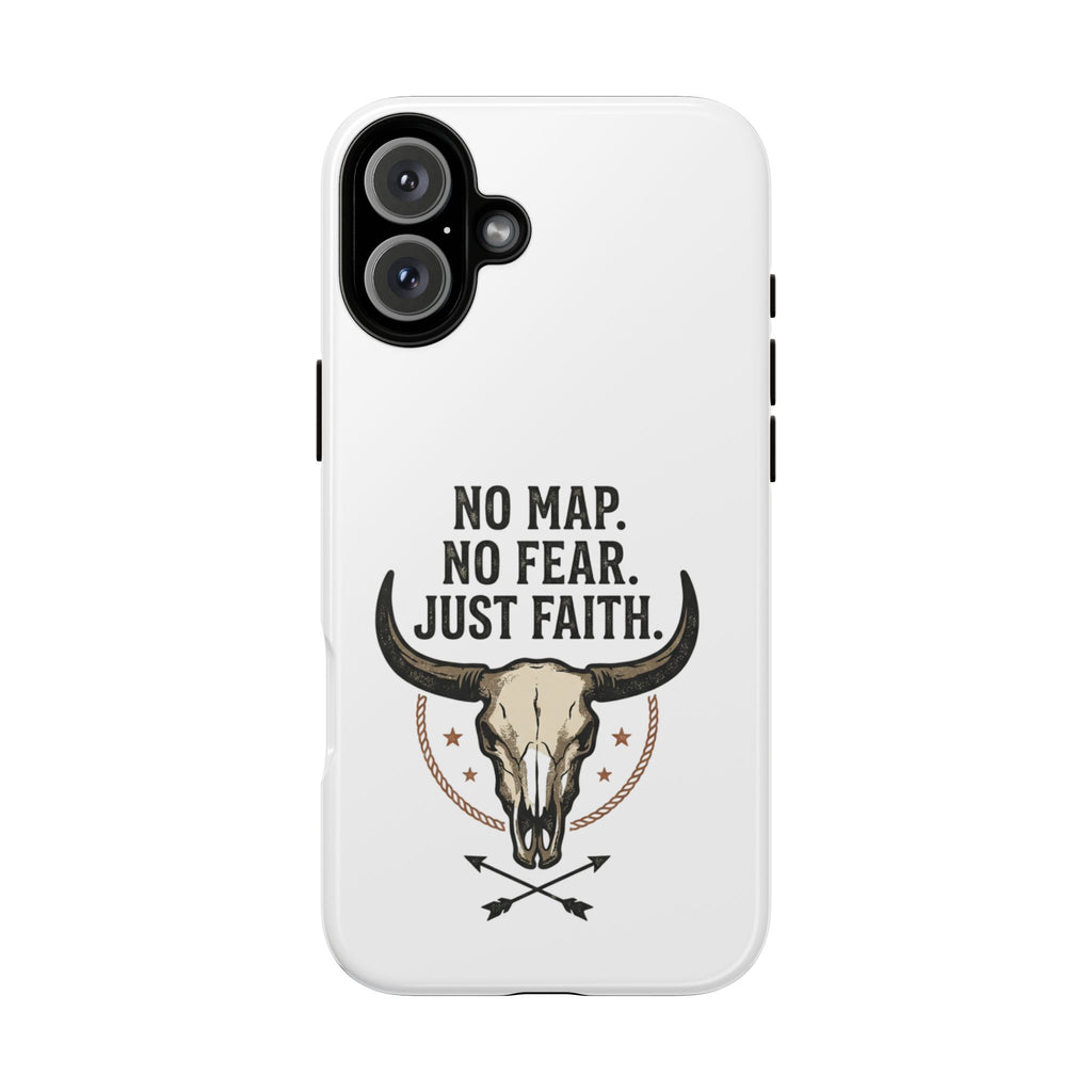 Phone Case — "No Map. No Fear. Just Faith." Skull Design