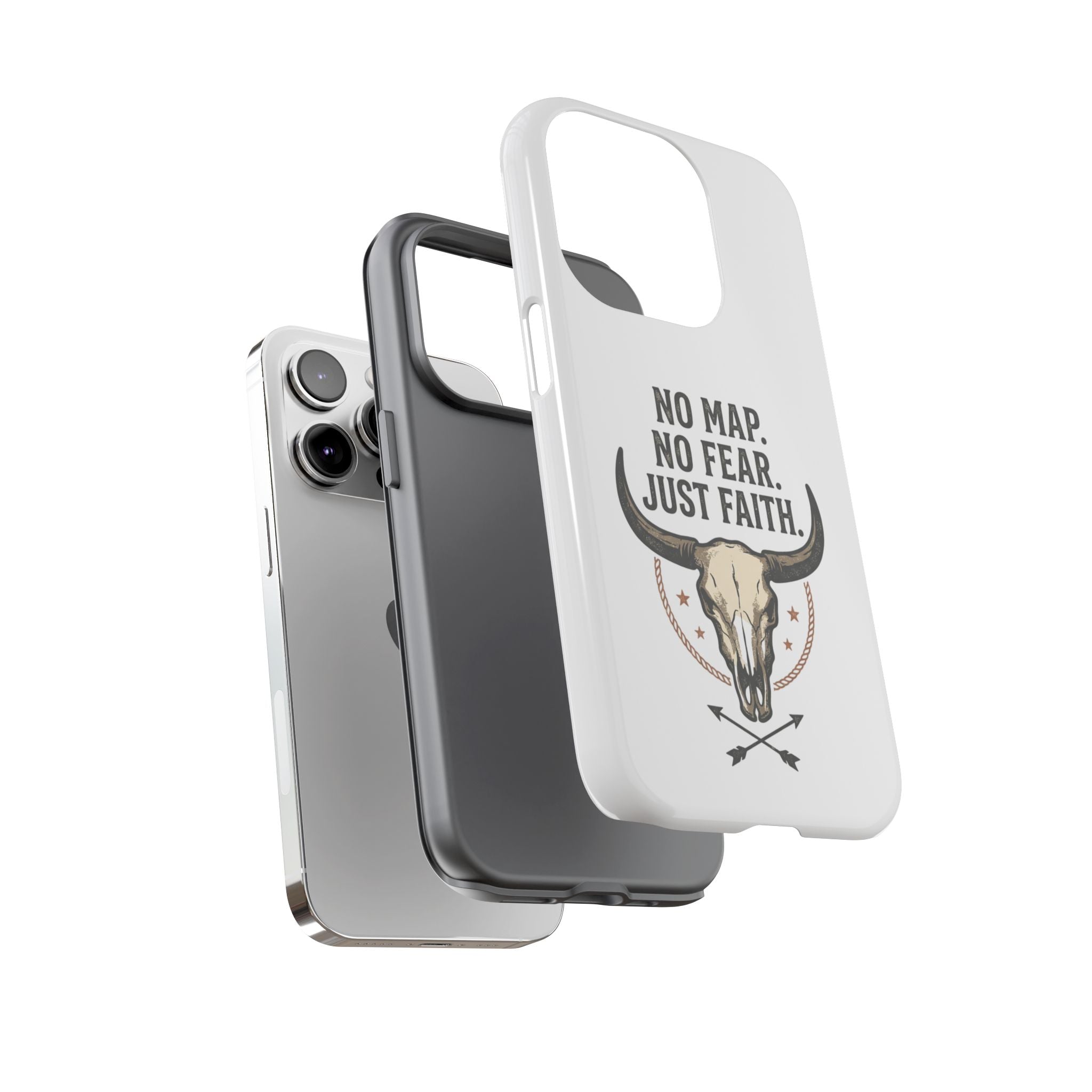 Phone Case — "No Map. No Fear. Just Faith." Skull Design