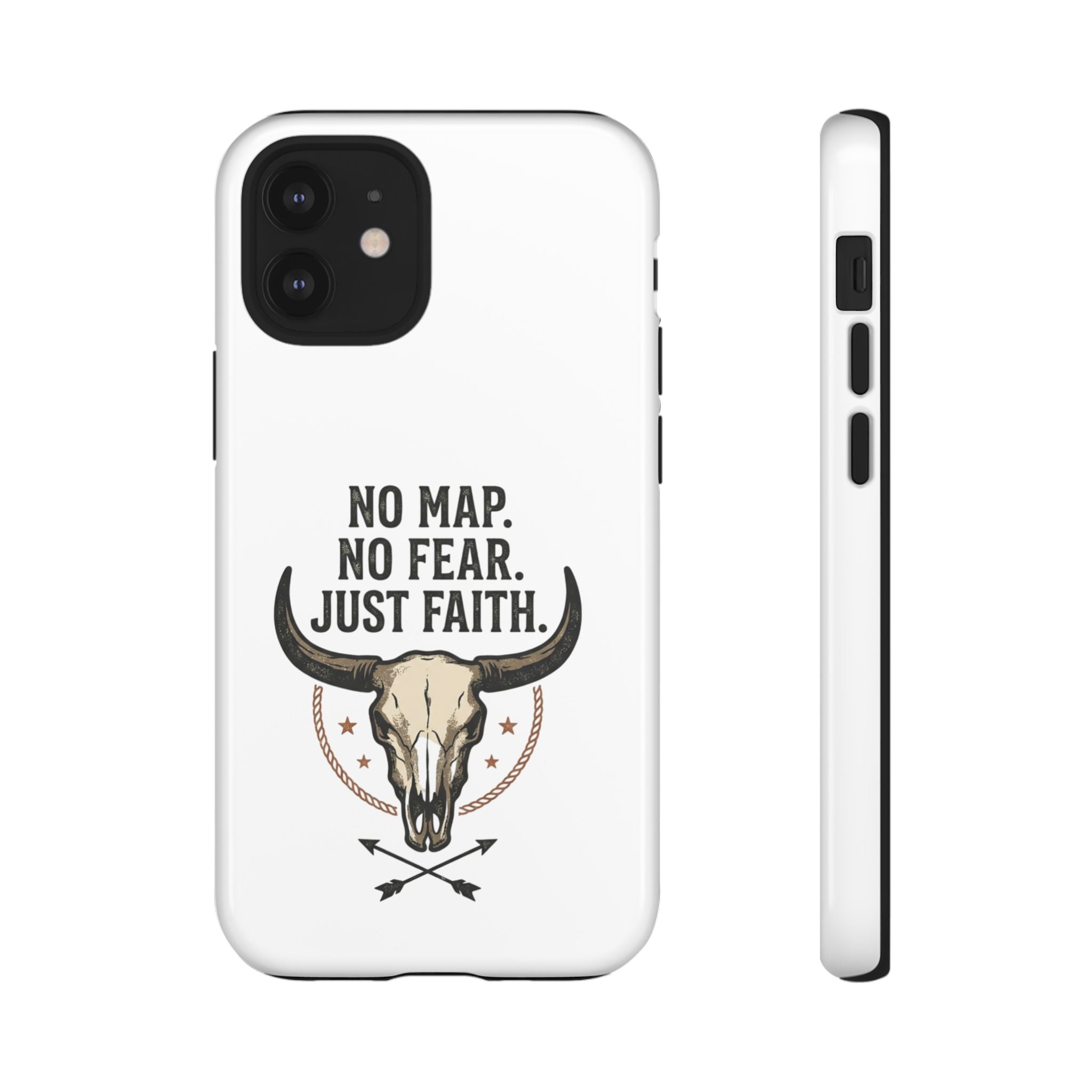 Phone Case — "No Map. No Fear. Just Faith." Skull Design