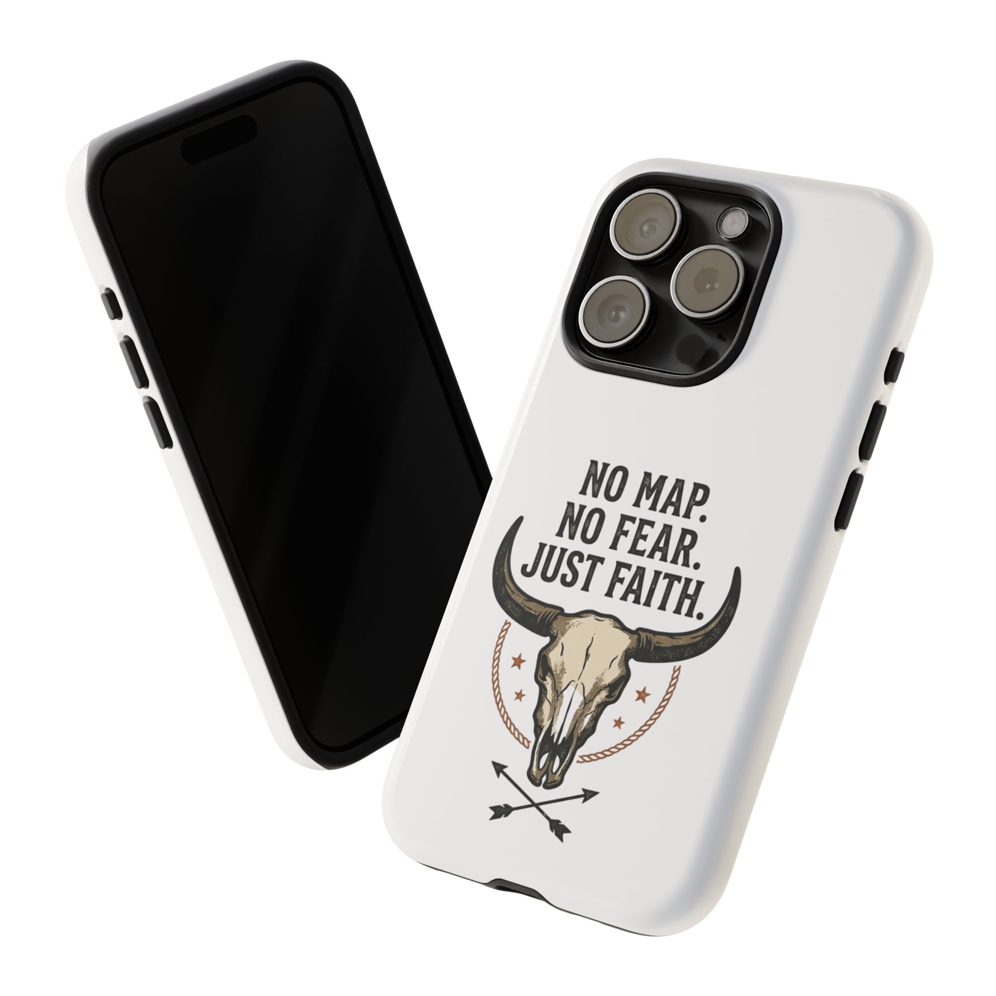 Phone Case — "No Map. No Fear. Just Faith." Skull Design