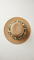 Wide-Brim Straw Hat With Wildflower Band