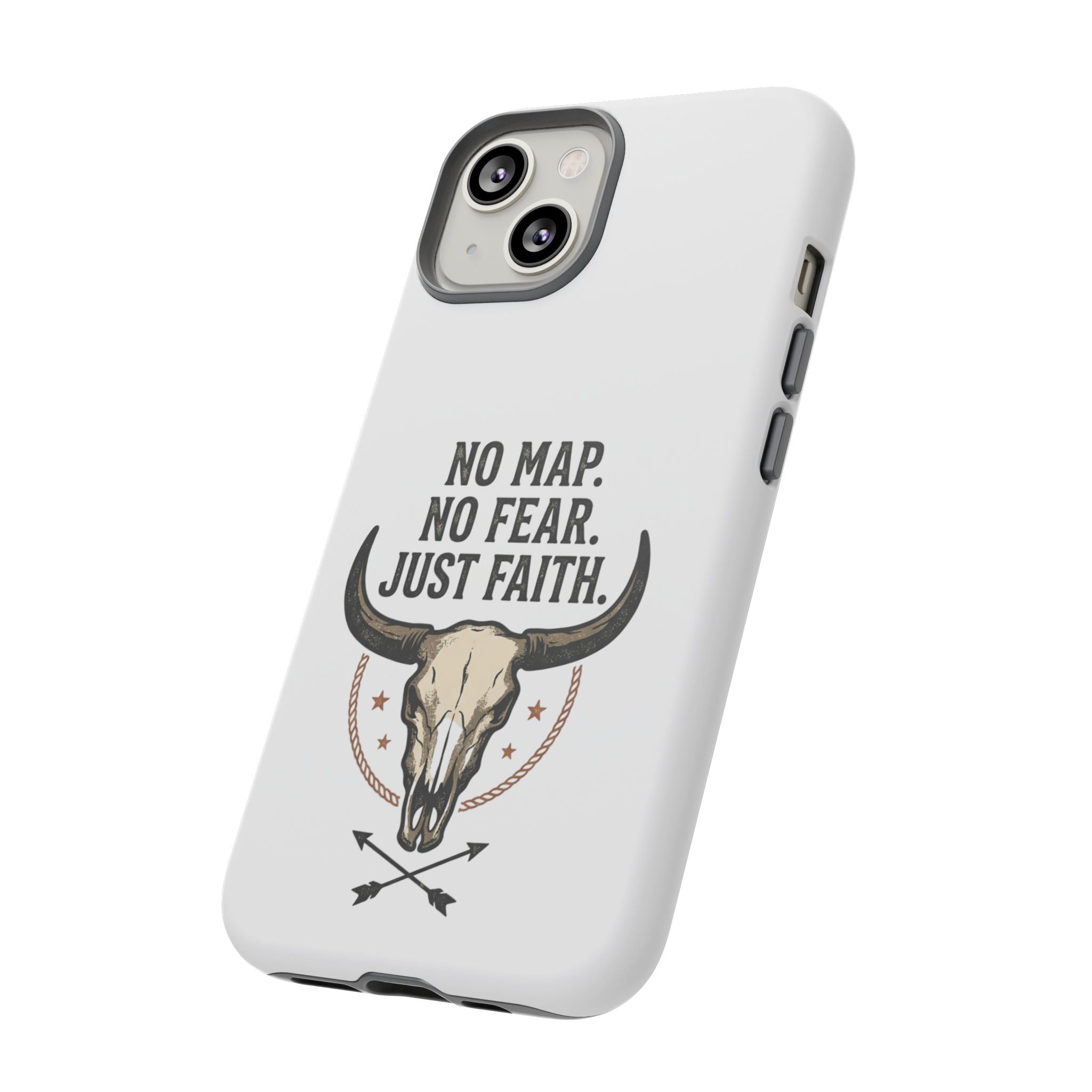 Phone Case — "No Map. No Fear. Just Faith." Skull Design