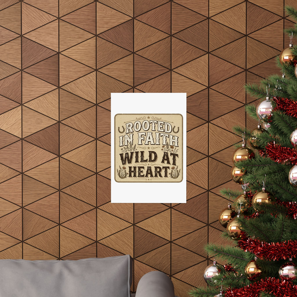 Rooted in Faith, Wild at Heart Matte Poster — Rustic Inspirational Wall Art