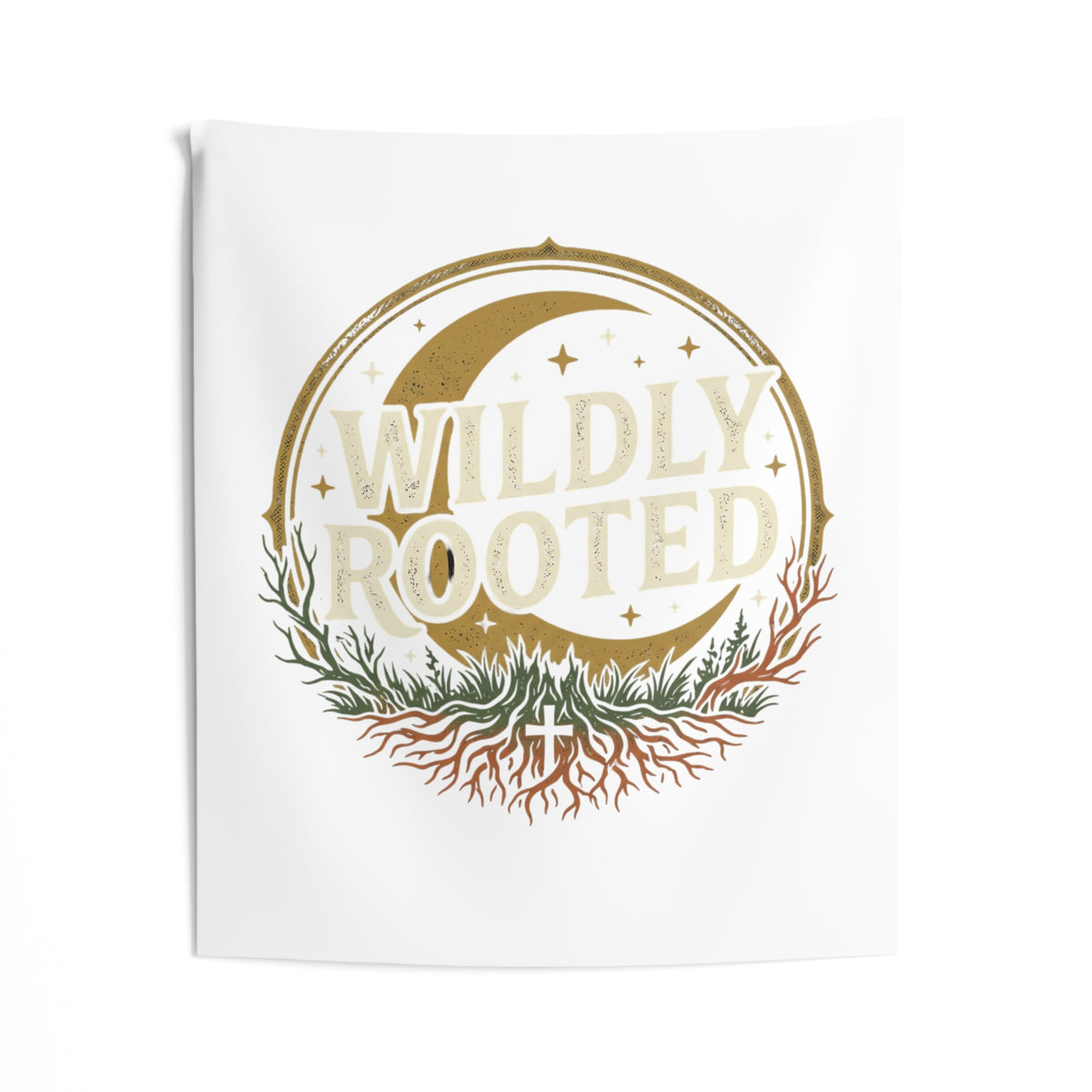 Wall Tapestry — "Wildly Rooted" Moon & Roots Boho Wall Art